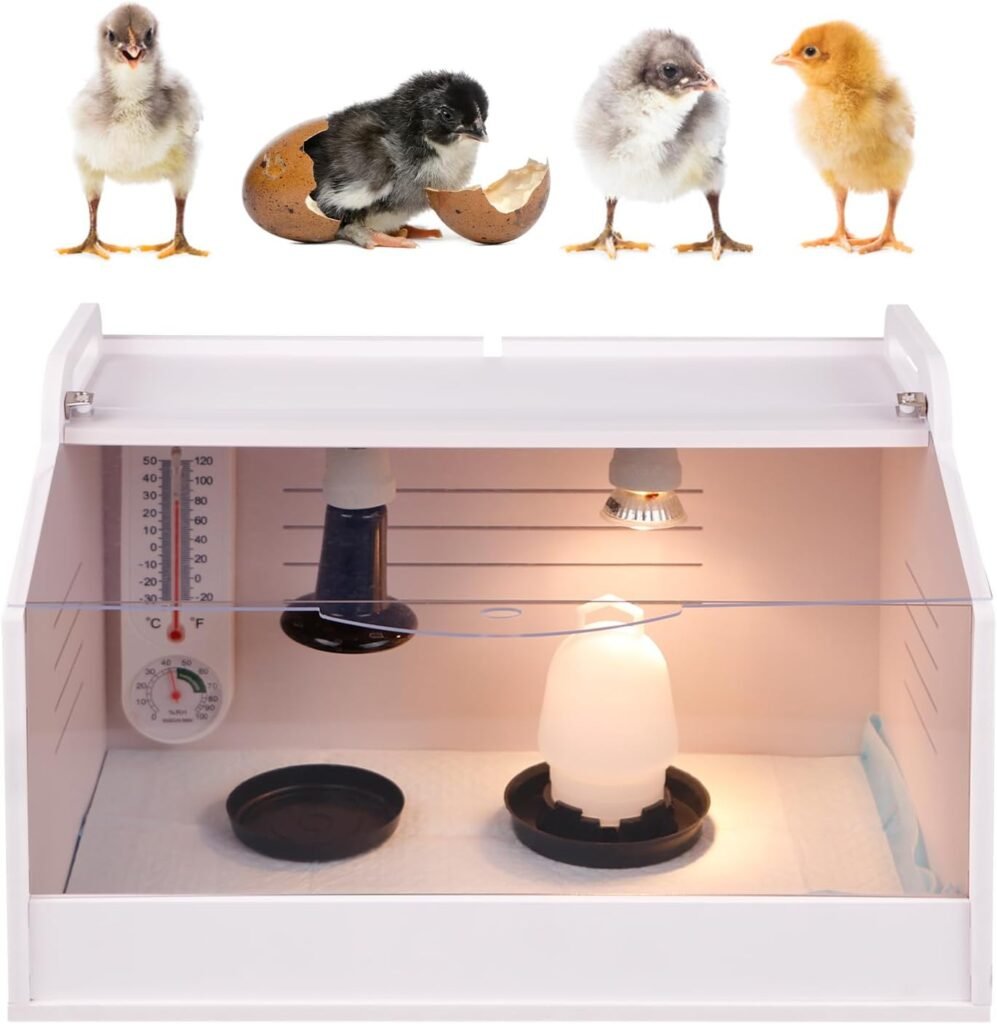 Chick Brooder Brooding Box with Heating lamp, Chicken Water Feeder Brooder Box Warms up to 15 Chicks,High Temperature Resistant Brooder BoxChicks，Parrot，Duckling