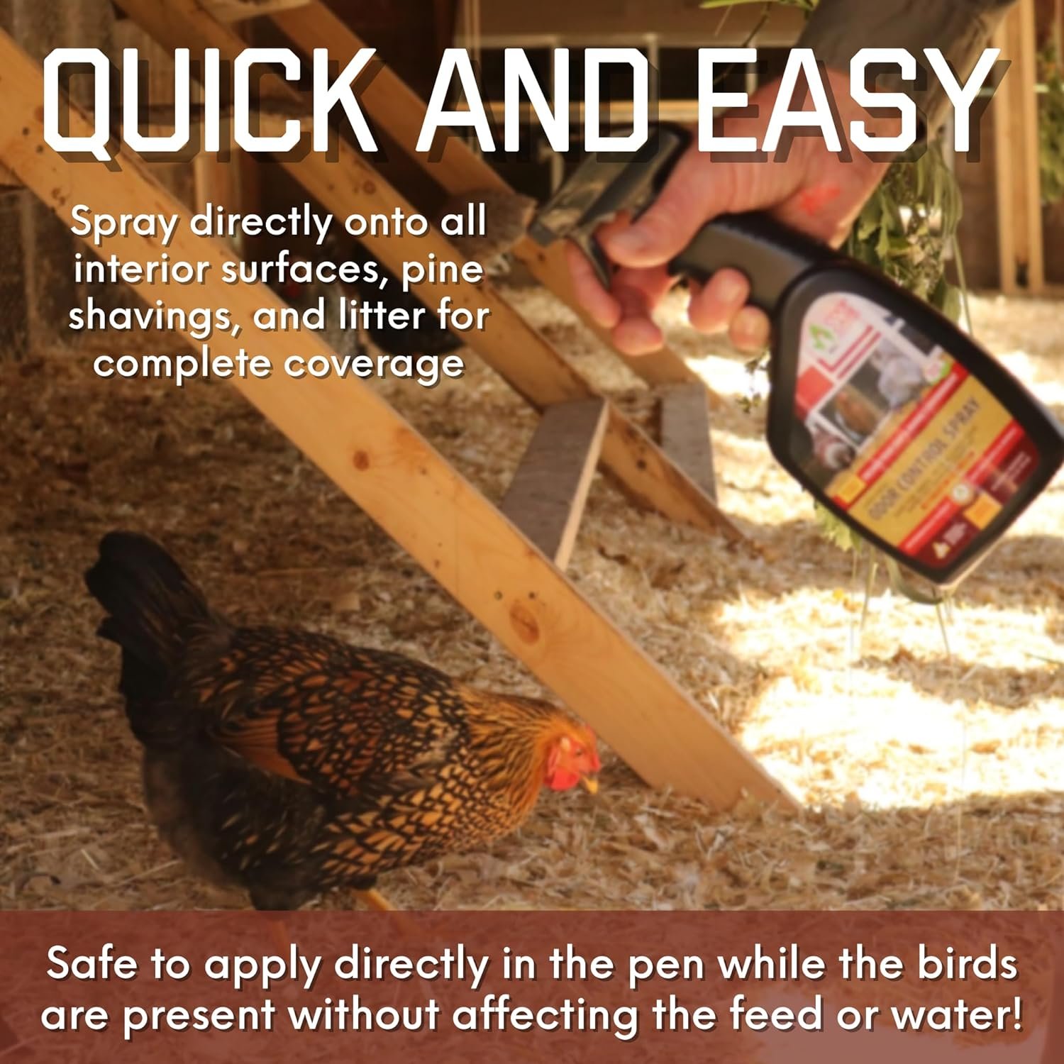Chick Fresh - Odor Control Spray for Backyard Chickens. Eliminate Chicken Coop, Brooder, Nest Boxes, Hen Houses, Rabbit Hutches Odor  More! 24 oz Spray Bottle (2 Pack)