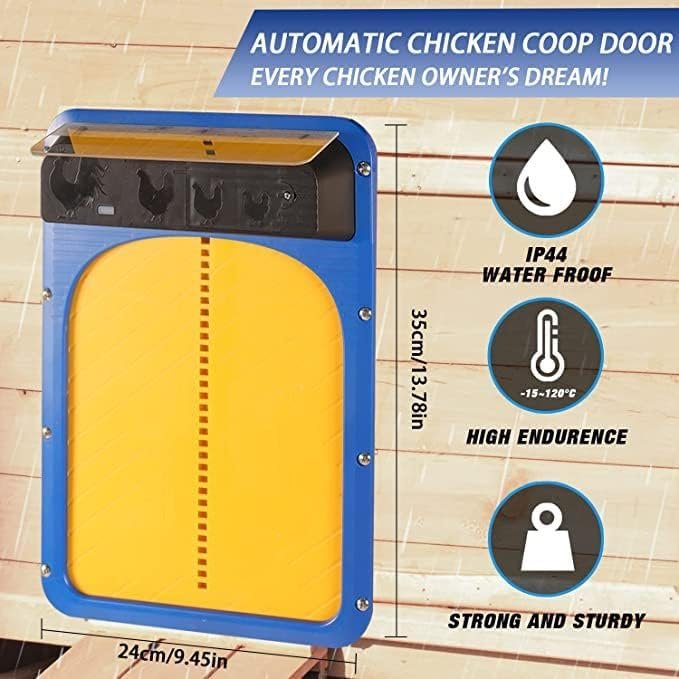 Chicken Coop Door Auto Chicken Door Opener, Chicken Door Chicken Coop Accessories Chickens Supplies,Light Sensing,Waterproof Upgraded,Plastic