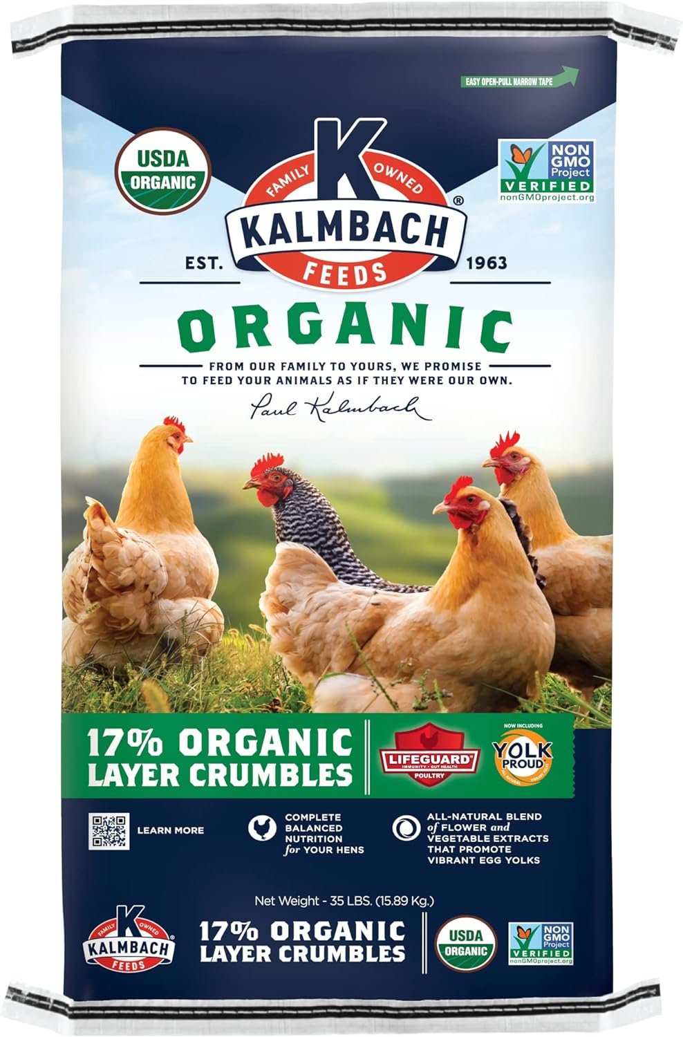 Kalmbach Feeds 17% Organic Crumbles Feed for Layer Chickens, 35 lb Bag