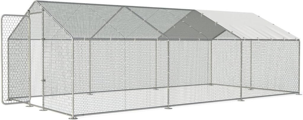 Kullavik Large Chicken Coop,236 x 118 Metal Chicken Coop with Waterproof Cover,Spacious and Comfortable Chicken House for Outdoor Backyard Farm