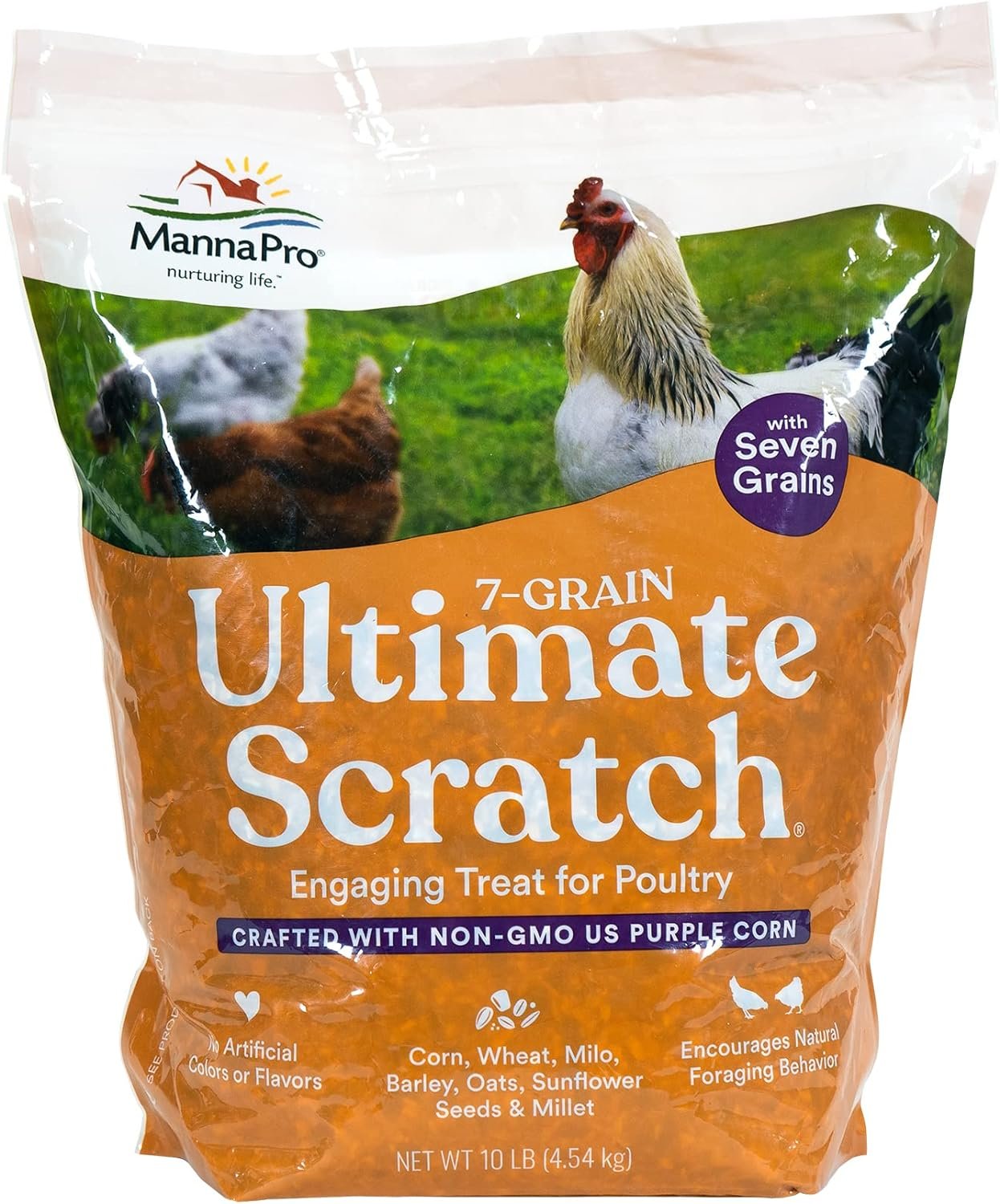 Manna Pro 7-Grain Ultimate Chicken Scratch - Scratch Grain Treat for Chickens and Other Birds - Non-GMO Natural Ingredients - 10 lbs