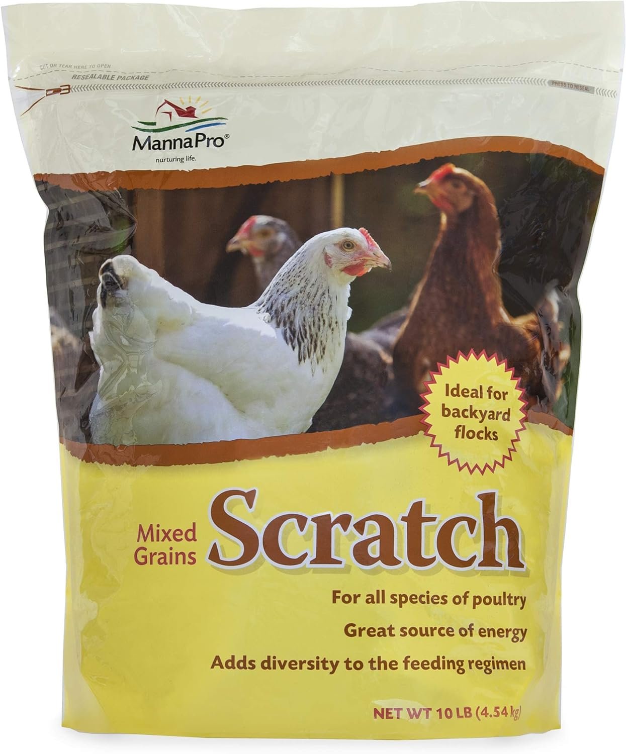 Manna Pro Chicken Feed | 16 Chicken Food with Probiotic Crumbles, Chicken Layer Feed | 8 Pounds  Ultimate Scratch Chicken Feed | Nutrient Rich Chicken Treat | 10 LB Chicken Scratch : Pet Supplies