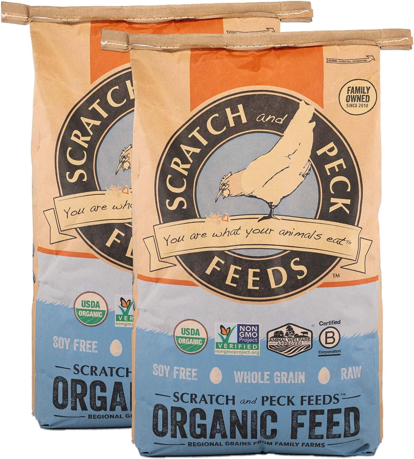 Scratch and Peck Feeds Organic 3-Grain Chicken Scratch Hen Treat - Non-GMO Project Verified, Soy Free and Corn Free Organic Chicken Feed - 50 lbs