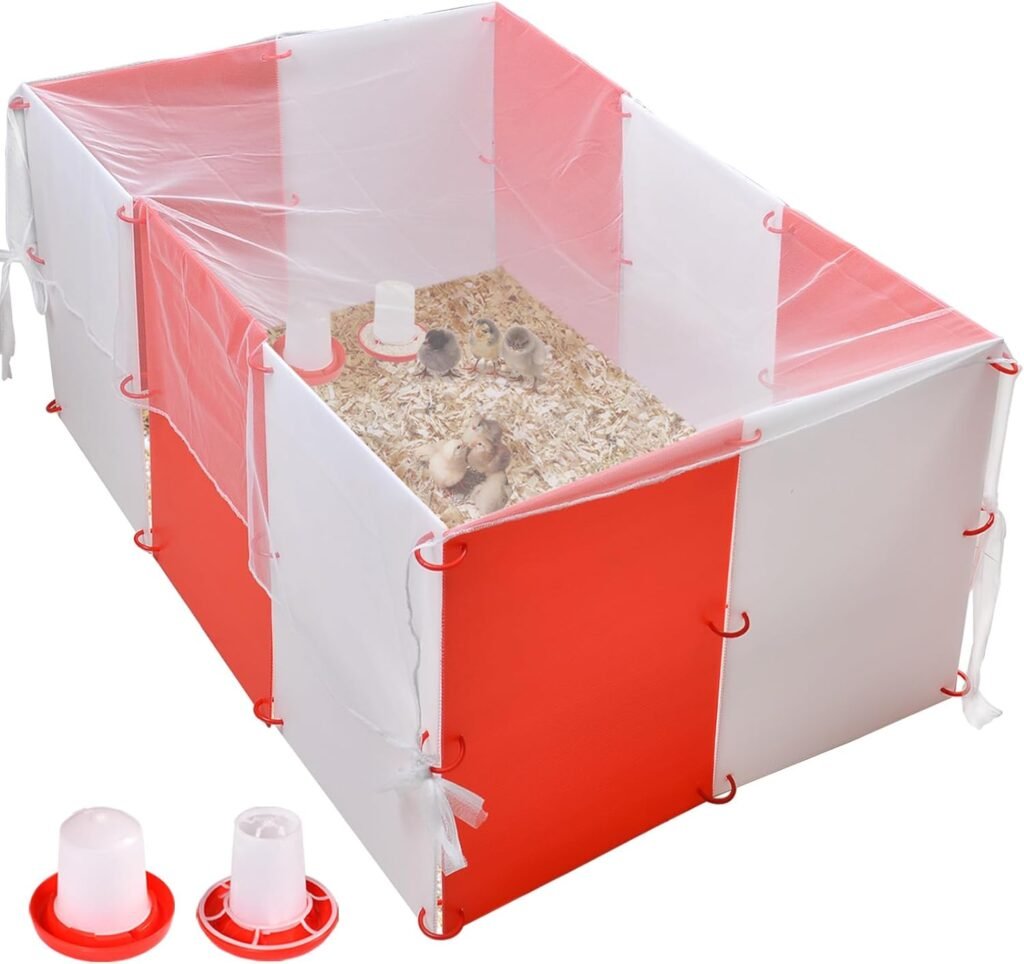 Shaledig Brooder Box for Chick, Durable Strong Baby Chick Starter Kit Holds Up to 15 Chicks, 10pcs SafeReusable Plastic Boards(12.6 * 16.5inch) with 30pcs Snap Ring, Mesh Cover, FeederWaterer