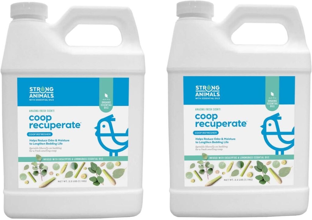 Strong Animals Coop Recuperate - Odor Control for Backyard Chicken coops containing Organic Eucalyptus and Lemongrass Essential Oils (2.5 lb jug, 2 Count)