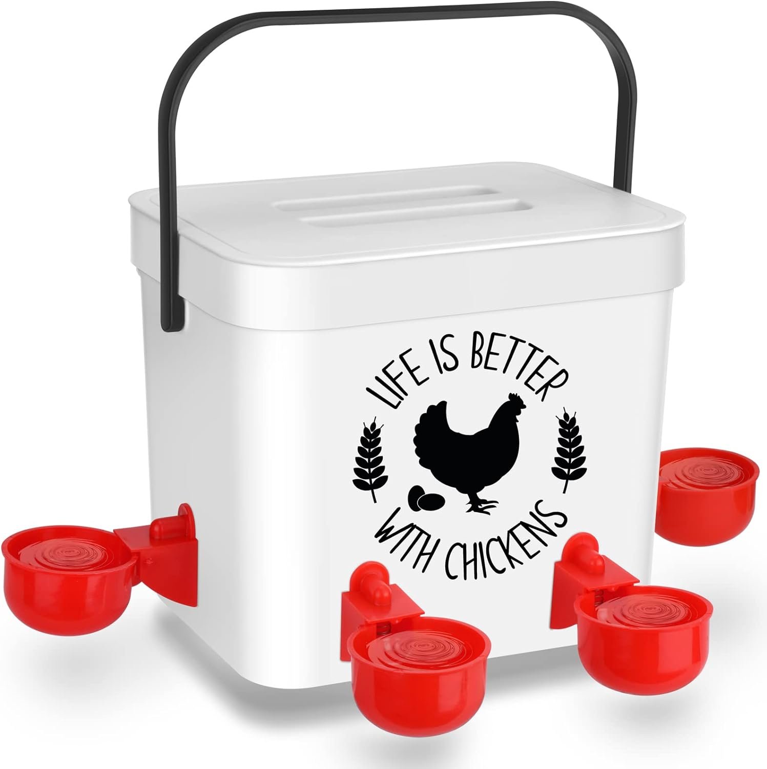 ‎Tgeyd Chicken Feeder and Chicken Waterer Set - Hanging Automatic Chicken Feeder No Waste - Chicken Coop Accessories - Poultry Waterer with 2 Gallon/10 Pounds
