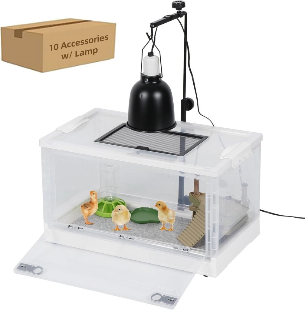 Toriexon Chicken Brooder Box w/Lamp, One-Stop Brooder Chicken w/ 10 Accessories, 360 Degree Transparent Observation Brooder Box with Valuable Accessories Brooder for 15 Chicks