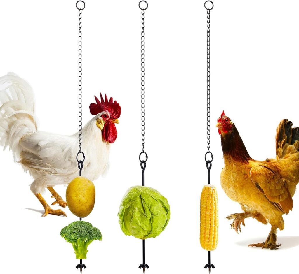 winemana 3PCS Chicken Veggies Skewer Fruit Holder for Hens Pet Chick, Coop Accessories Vegetable Hanging Feeder, Foraging Toy for Large Birds