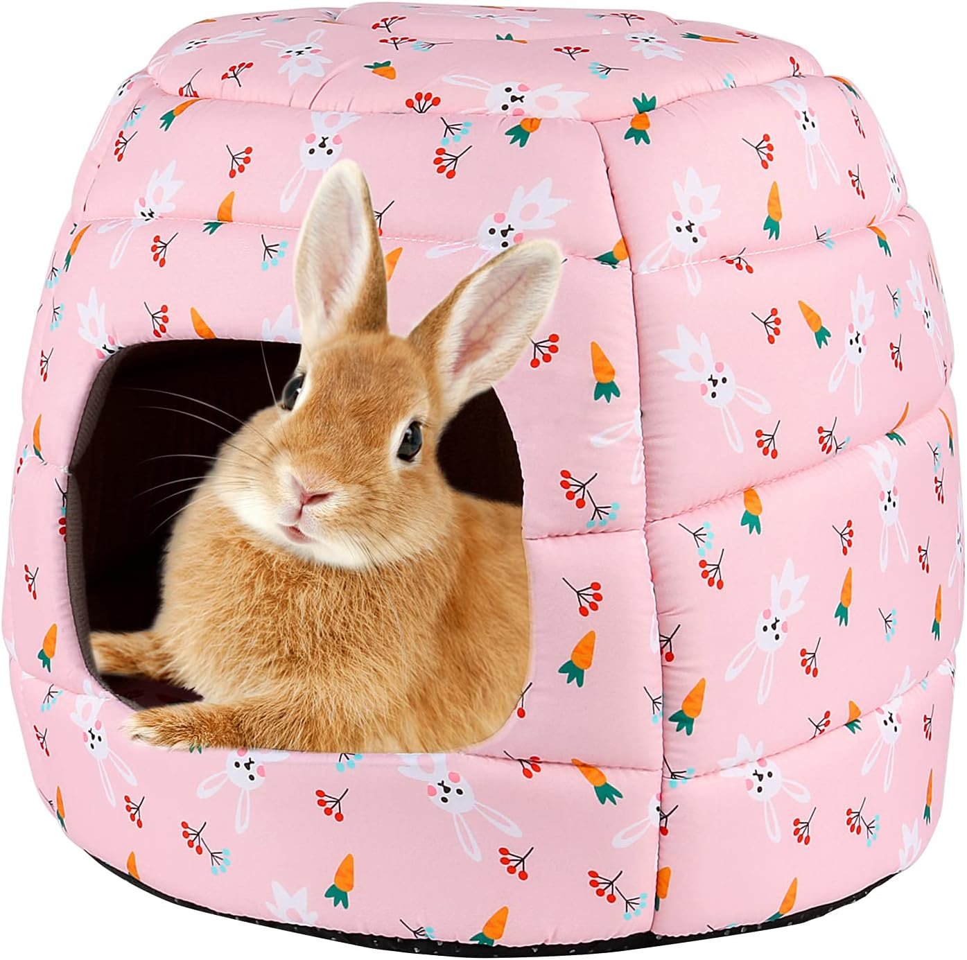 YUEPET Large Rabbit Bed House Foldable Winter Warm Bunny Hideout Cave for Guinea Pig Hamster Squirrel Ferret Hedgehog Chinchilla Cozy Cage Accessories
