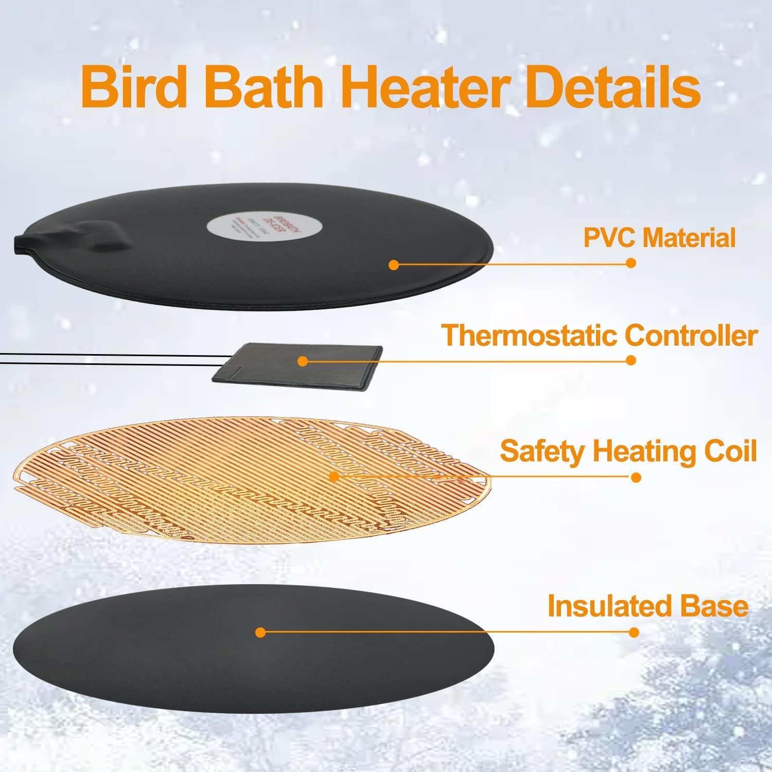 2 Pack Submersible Bird Bath Heater for Outdoors in Winter, 60w Birdbath Deicer Thermostatic Controller Water Heater with 6Ft Cord for Birdbaths, Chicken, Duck, Livestock, Poulty, Animal, Tank