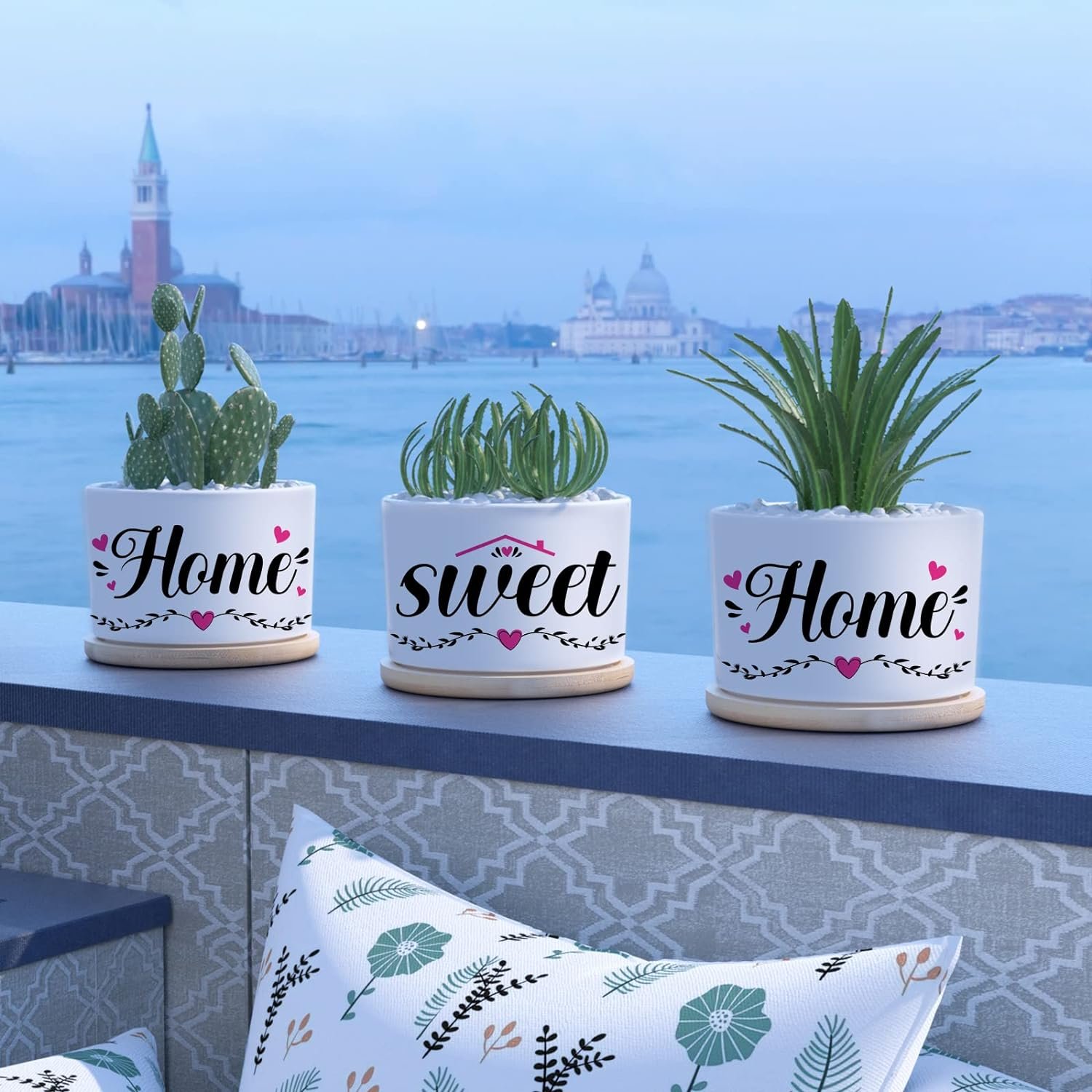 Aujzoo Housewarming Gifts, Home Sweet Home Presents for New Home Ideas for Women Succulent Pots for Neighbor