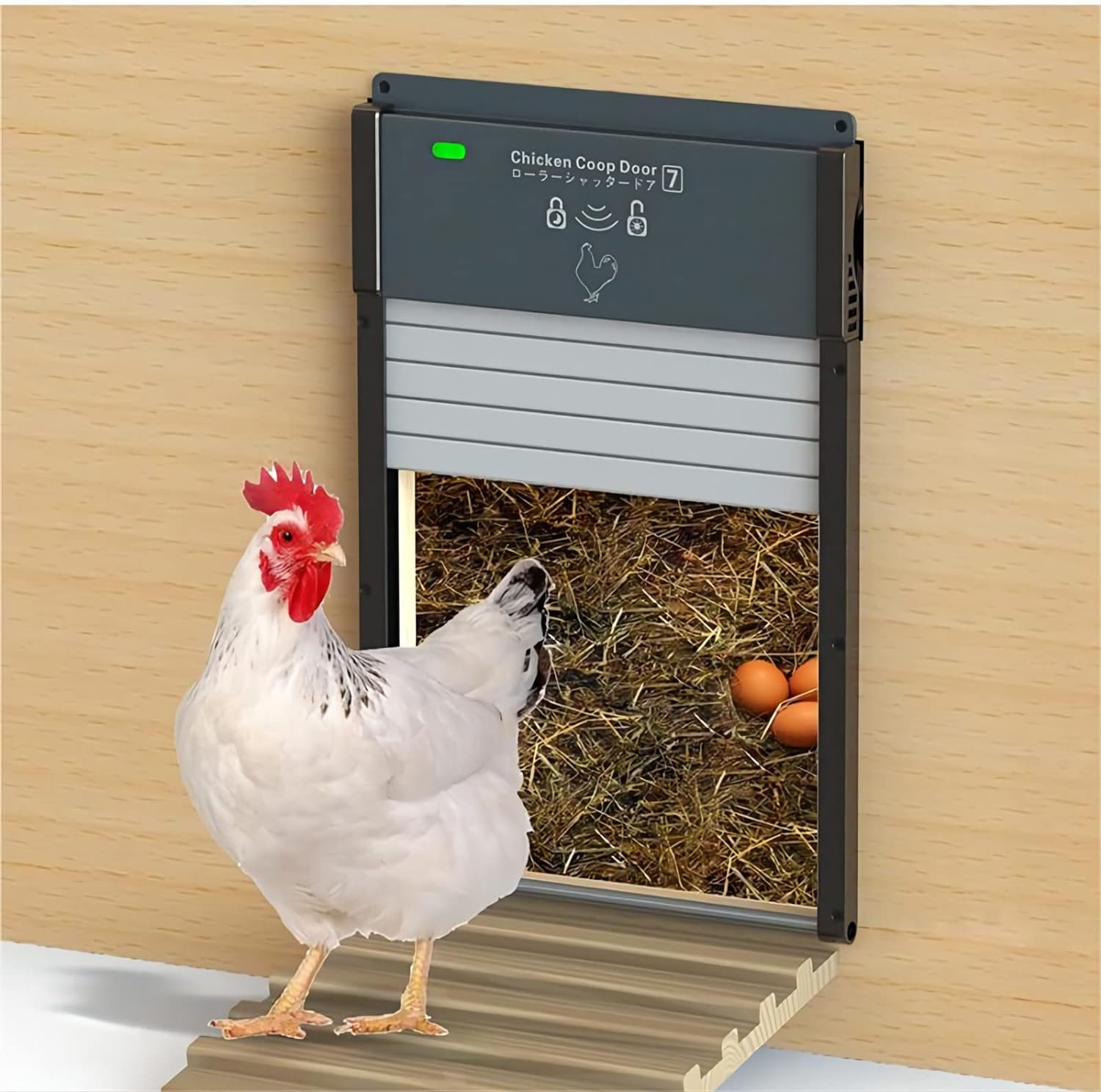 Automatic Chicken Coop Door with Timer, Light Sensor, Solar Powered Coop Door Opener, Full Aluminum Solar Chicken Coops Automatic Door Closer Roller Shutter Predator Resistant Auto