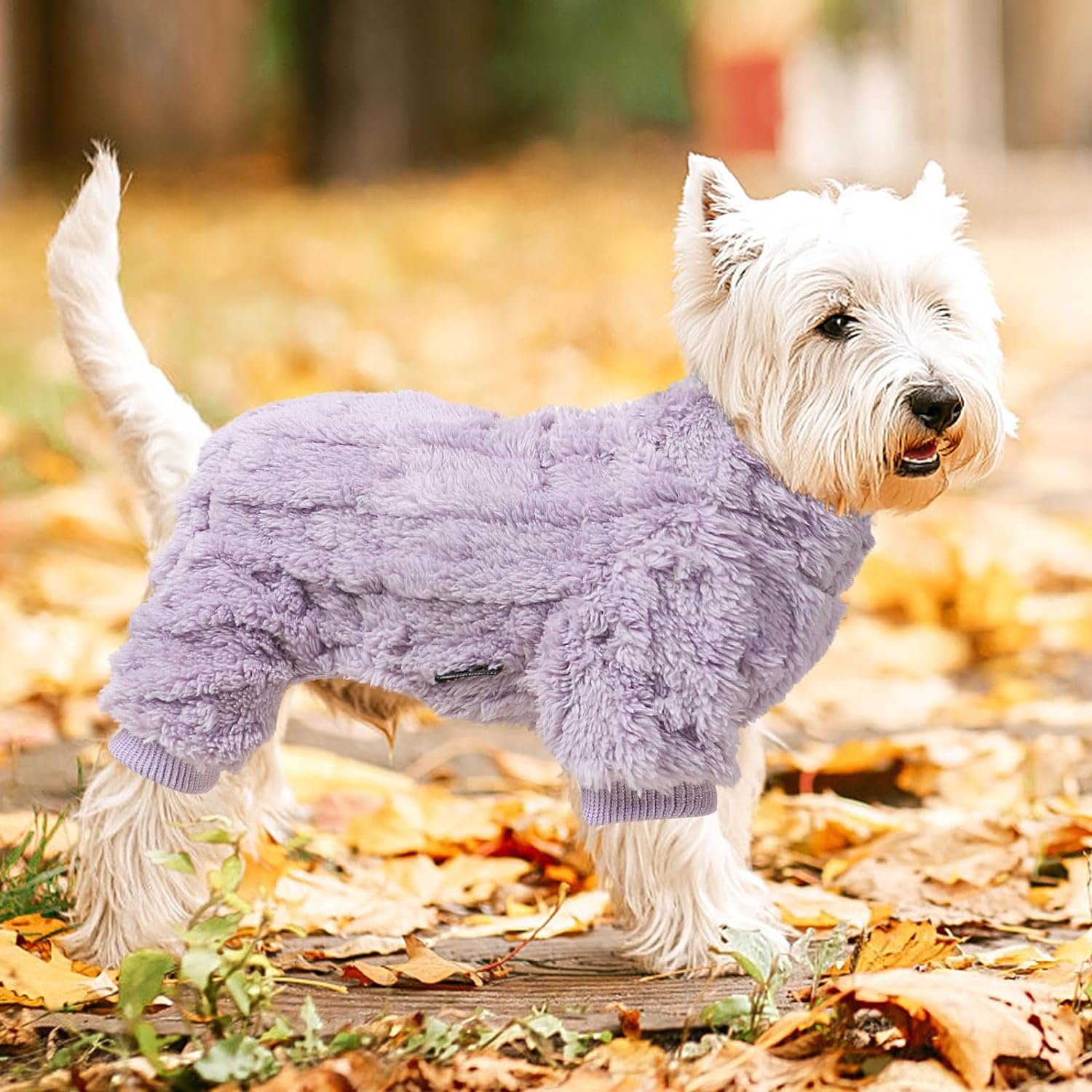 Dog Pajamas for Small Dogs Boy Girl, Turtleneck Pullover Sweater Thick Warm Clothes, Fleece Coat, Puppy Pjs Chihuahua Yorkie Fall Winter Thanksgiving Christmas Onesie Pet Outfit, XS, Purple