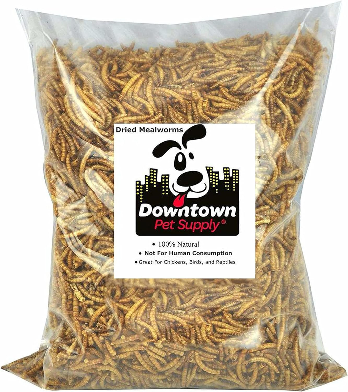Downtown Pet Supply 1/2 LB Dried Mealworms for Wild Birds, Poultry, Reptiles, and Small Mammals Rich in Vitamin B12, B5, Protein, Fiber, Omega 3 Fatty Acids - Great as Mealworms for Chicken