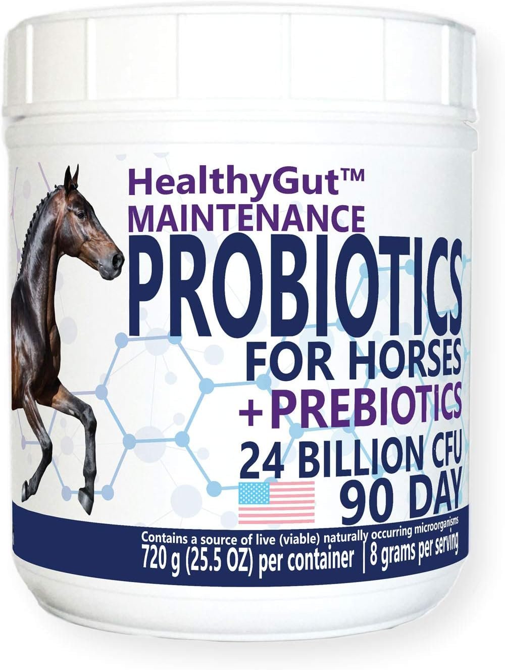 Equa Holistics HealthyGut™ Probiotics for Horses Dietary Supplement, All-Natural Digestive System Maintenance Formula (90 Days)