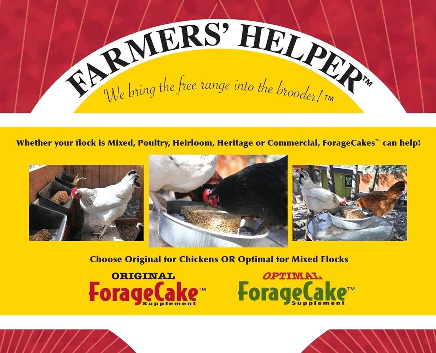 Farmers Helper Original Forage Cake For Chickens, Turkeys, Peafowl, Guinea Fowl, Geese, Pheasants and Ducks, 13 Ounces
