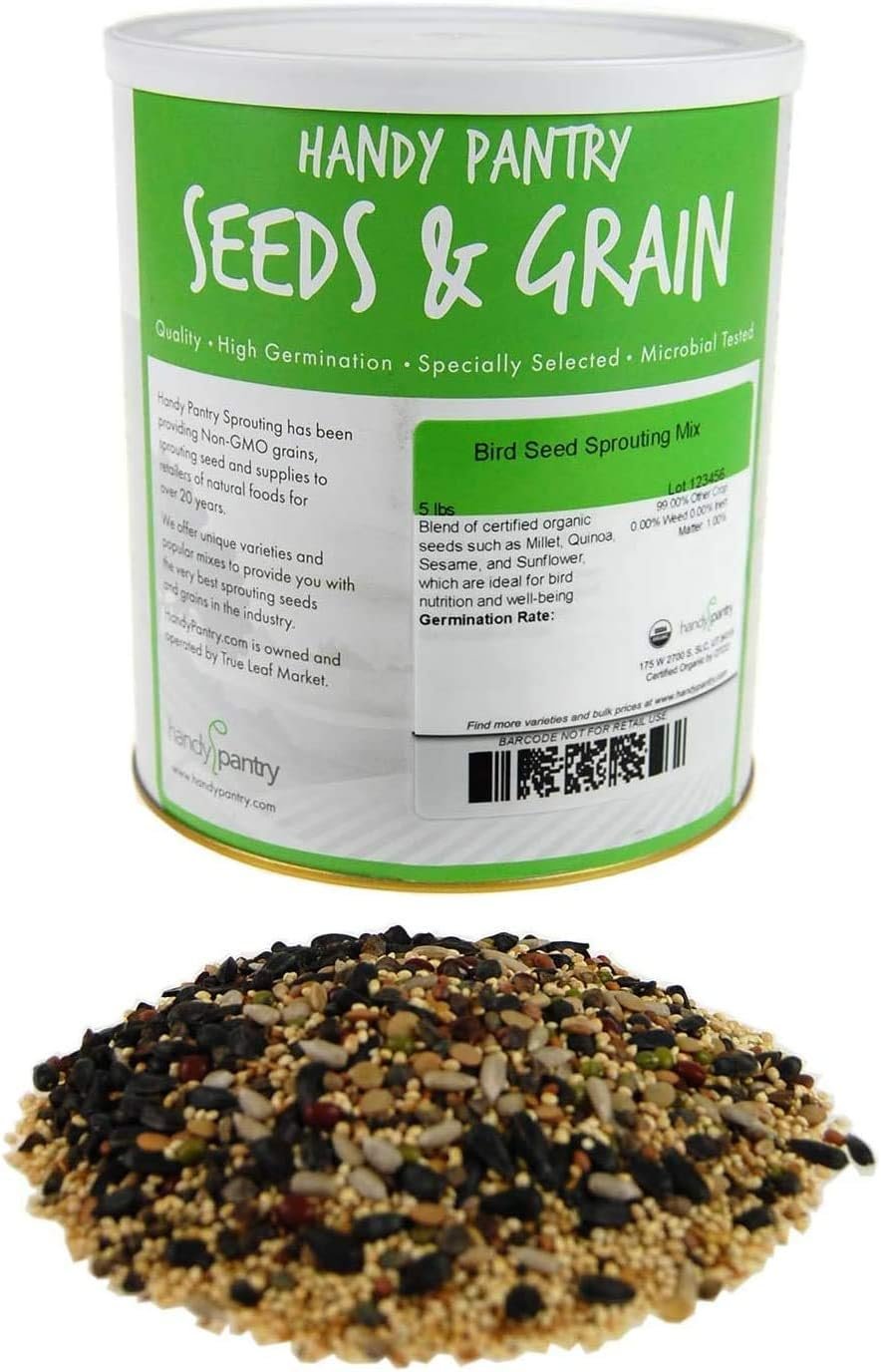 Handy Pantry Organic Birdseed - 5 Lb - Sprouting Bird Seed Mix for Small, Medium  Large Birds- Feed for Songbirds, Parakeets, Parrots, etc