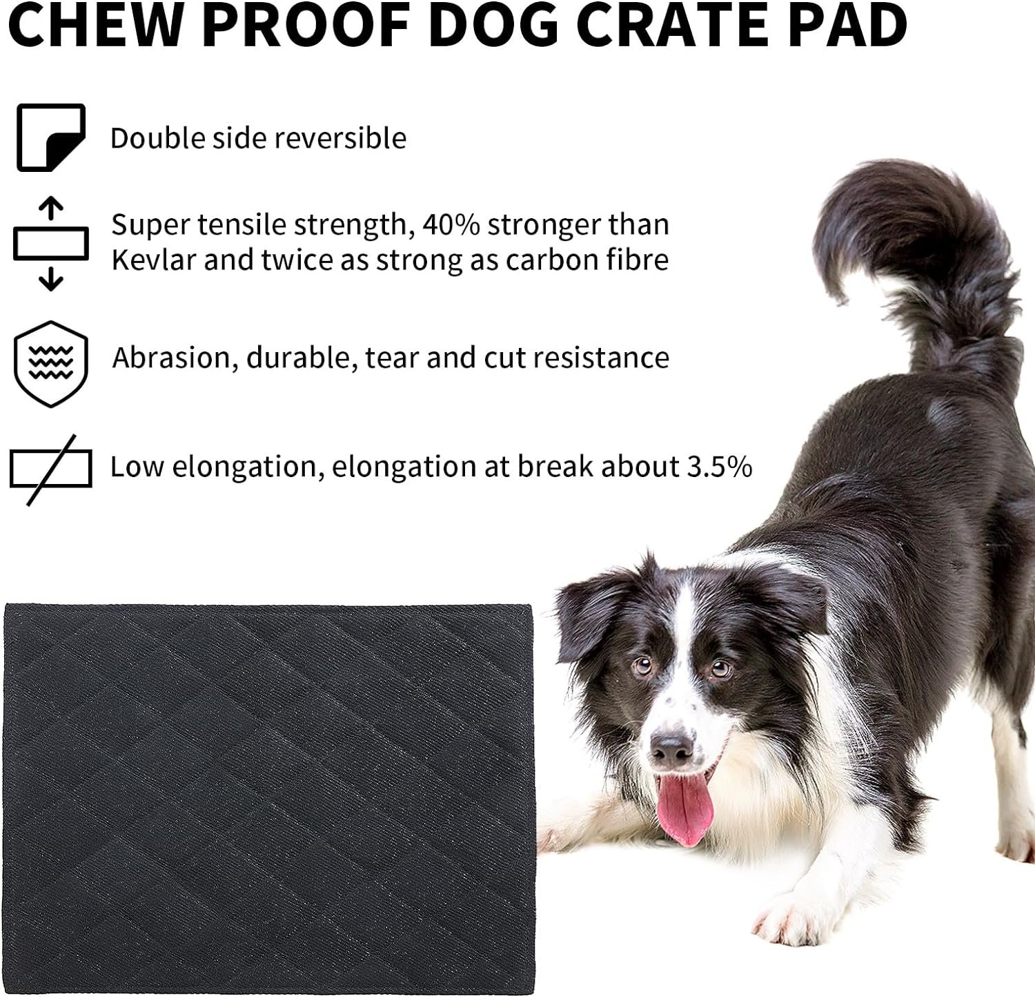 HOMBYS Chew Proof Dog Crate Pad Mat, 22x35 Indestructible Kennel Pad for Aggressive Chewers, Durable and Water Resistant Teething Puppy Crate Mats for Dogs Cages