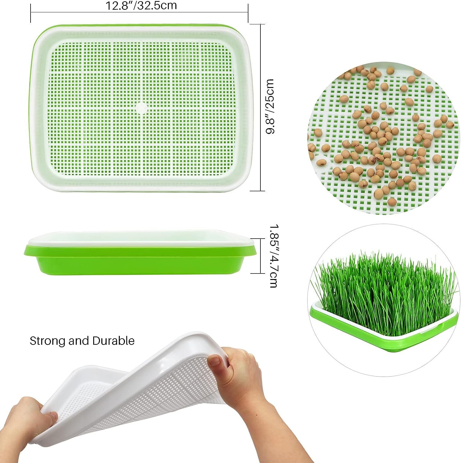 Junniu 8-Pack Seed Sprouter Tray Soil-Free Wheatgrass Beans Seeds Grower and Storage Trays BPA Free Nursery Tray Seed Germination Tray for Gardening Indoor
