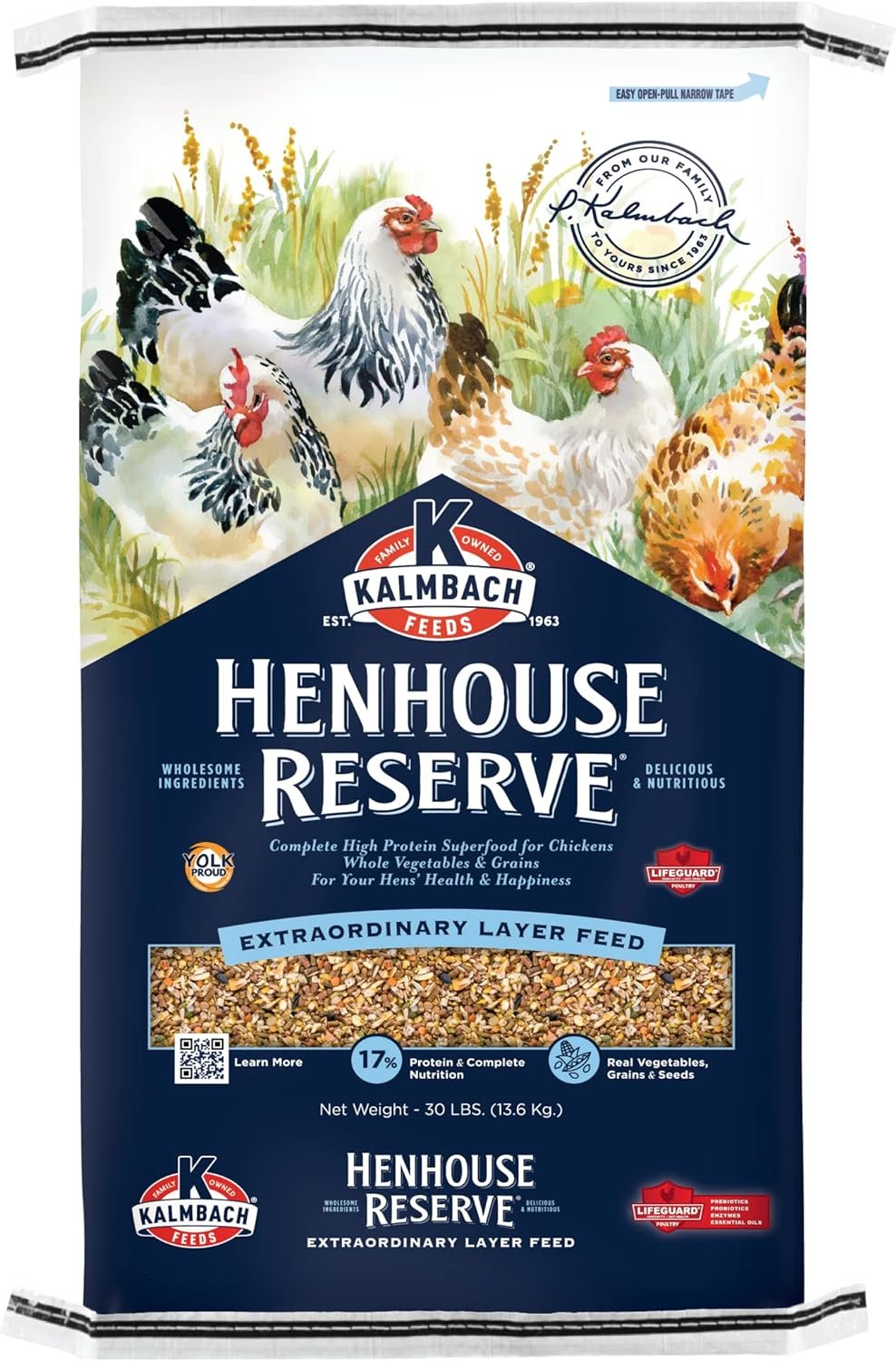 Kalmbach Feeds Henhouse Reserve 17% Whole Grain Complete Layer Feed for Hens, 30 lb