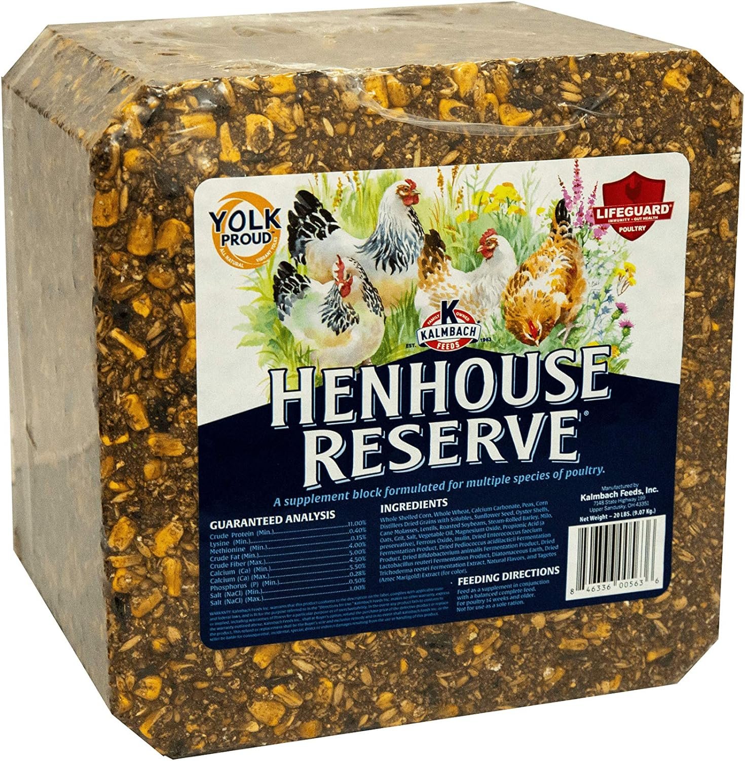 Kalmbach Feeds Henhouse Reserve Supplement Treat Block for Chickens, 20 lb