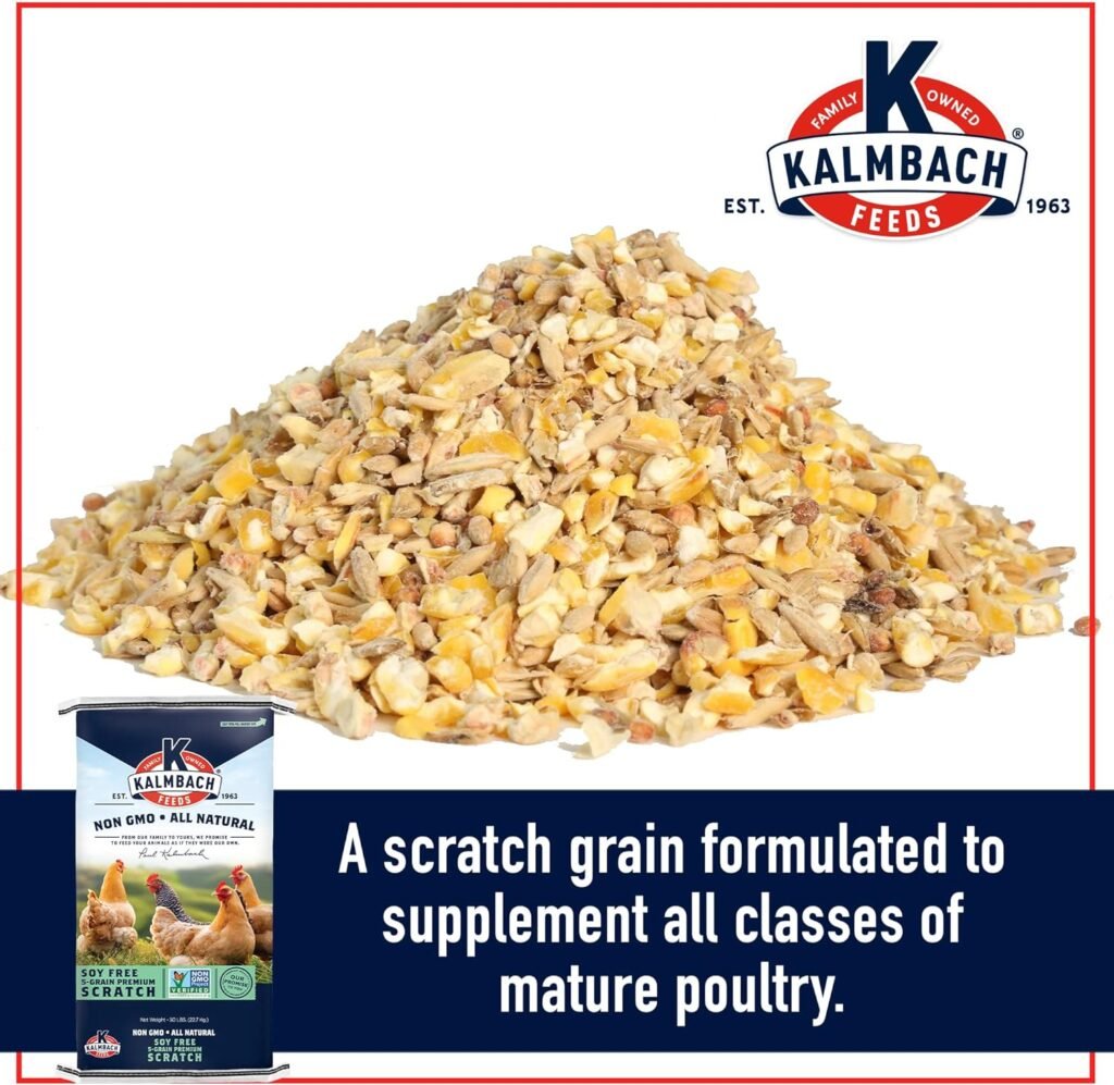 kalmbach feeds soy free non gmo 5 grain premium scratch grain treat for chickens 50 lb review