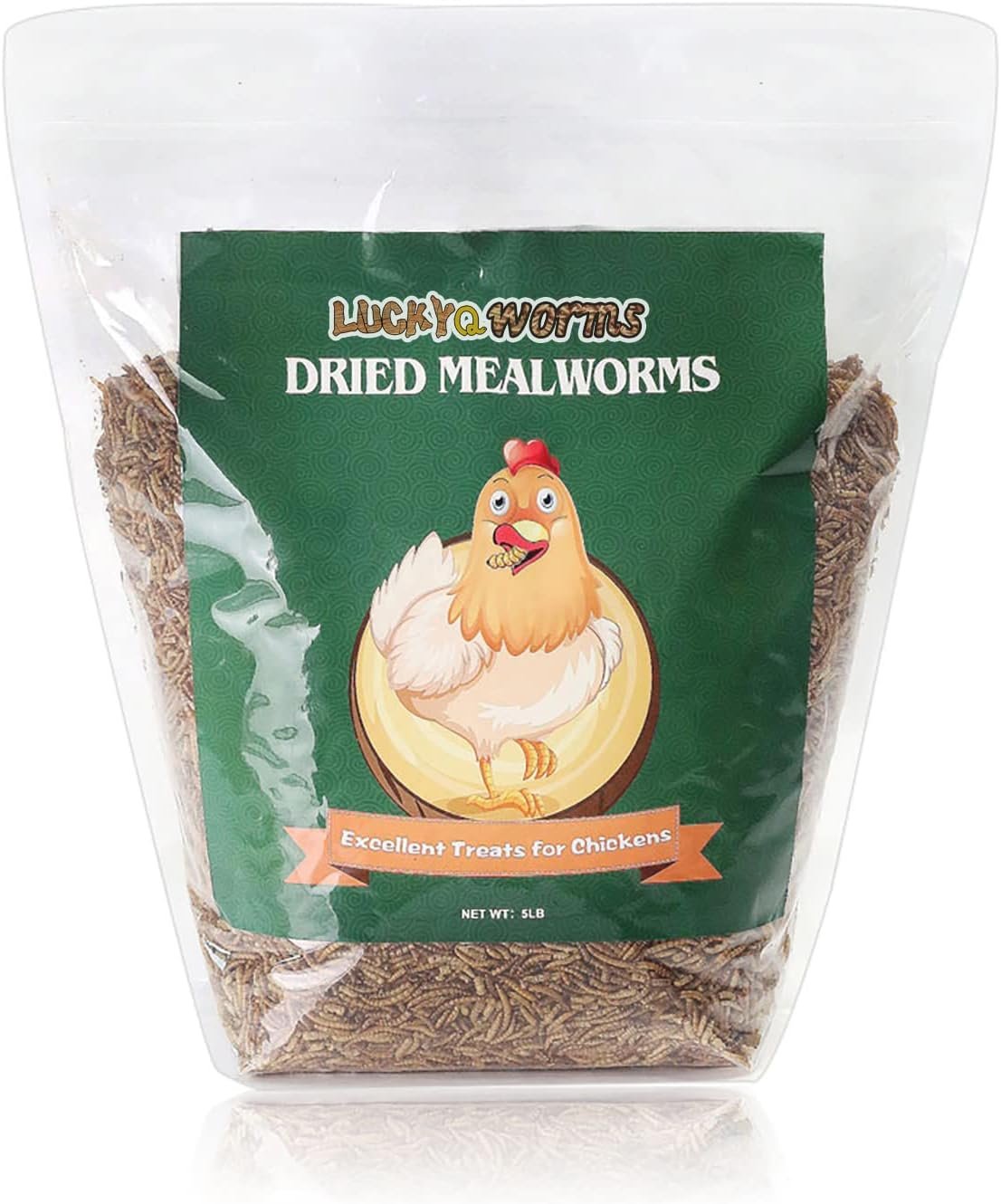 LuckyQworms Dried Mealworms 5Lbs, High-Protein Bulk Mealworms, 100% Non-GMO Mealworm Treats for Birds, Chickens, Turtles, Fish, Hamsters and Hedgehogs All Natural Animal Feed