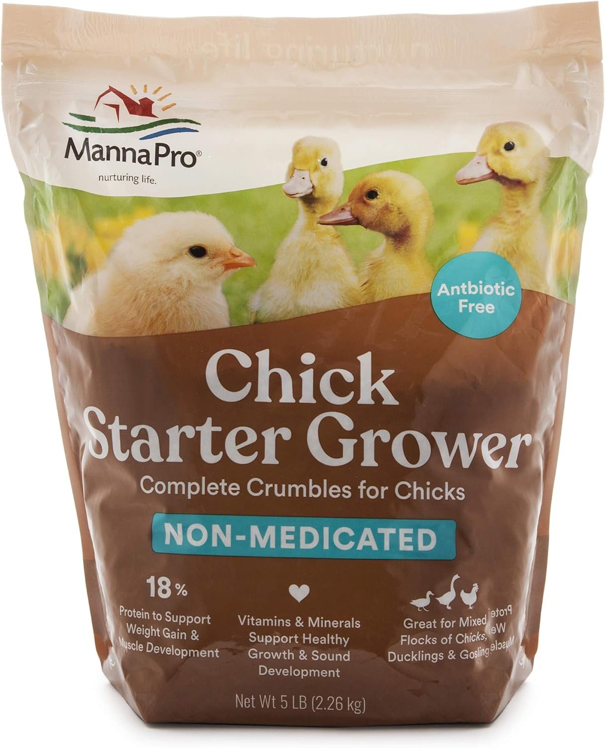 Manna Pro Chick Starter Food – Non-Medicated Chick Feed – Chick Supplies – Duck Food 5 Pounds