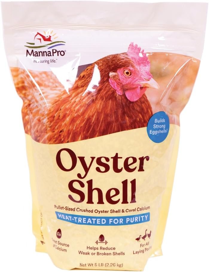 Manna Pro Crushed Oyster Shell Calcium Supplement For Laying Chickens - Poultry Treat - 5 lbs.