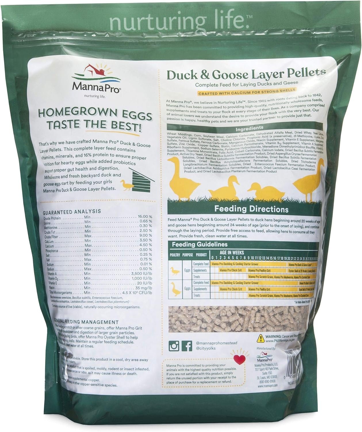 Manna Pro Duck Layer Pellet | High Protein for Increased Egg Production | Formulated with Probiotics to Support Healthy Digestion | 25 Pounds