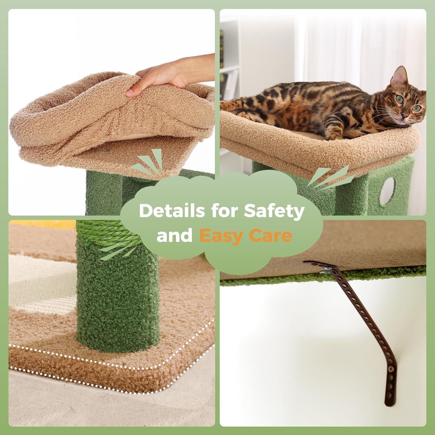Meow Sir Cactus Cat Tree for Large Cats 53 Inches Multilevel Cat Tower with Large Hammock Super Spacious Condo and Wide Padded Perch Scratching Posts and Pad for Indoor Cats-Large Cactus