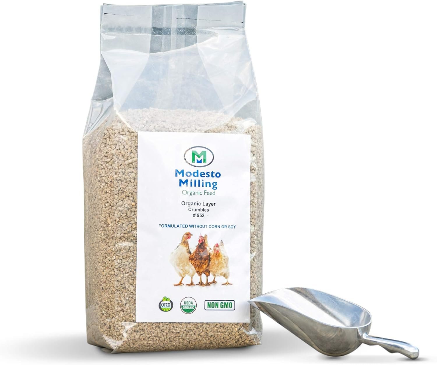 Modesto Milling Organic, Non-GMO Layer Crumbles for Chickens, Formulated Without Corn or Soy, 10lbs; Item# 952