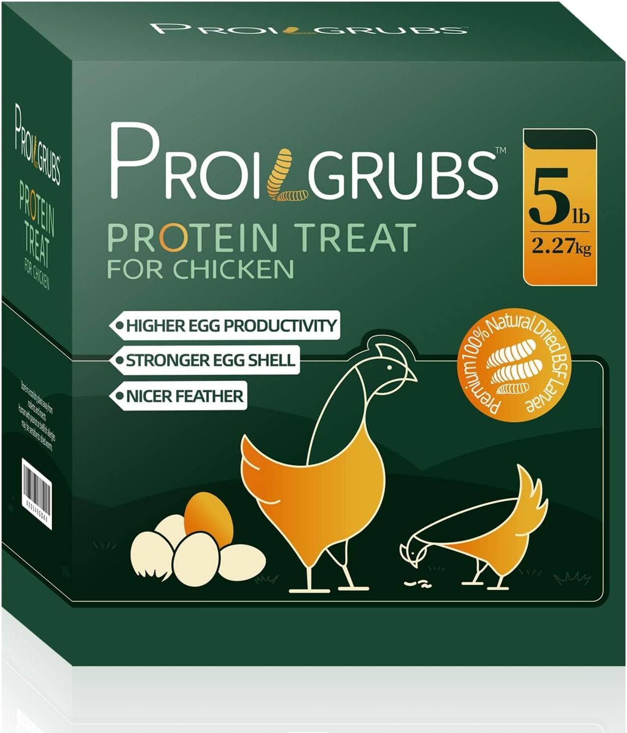 PROILGRUBS 5 LBS - Non-GMO-Dried Grubs for Chickens - 85X More Calcium Than Mealworms - All Natural Dried Black Soldier Fly Larvae Treats, Dried Meal Worms for Chickens, Hens, Birds