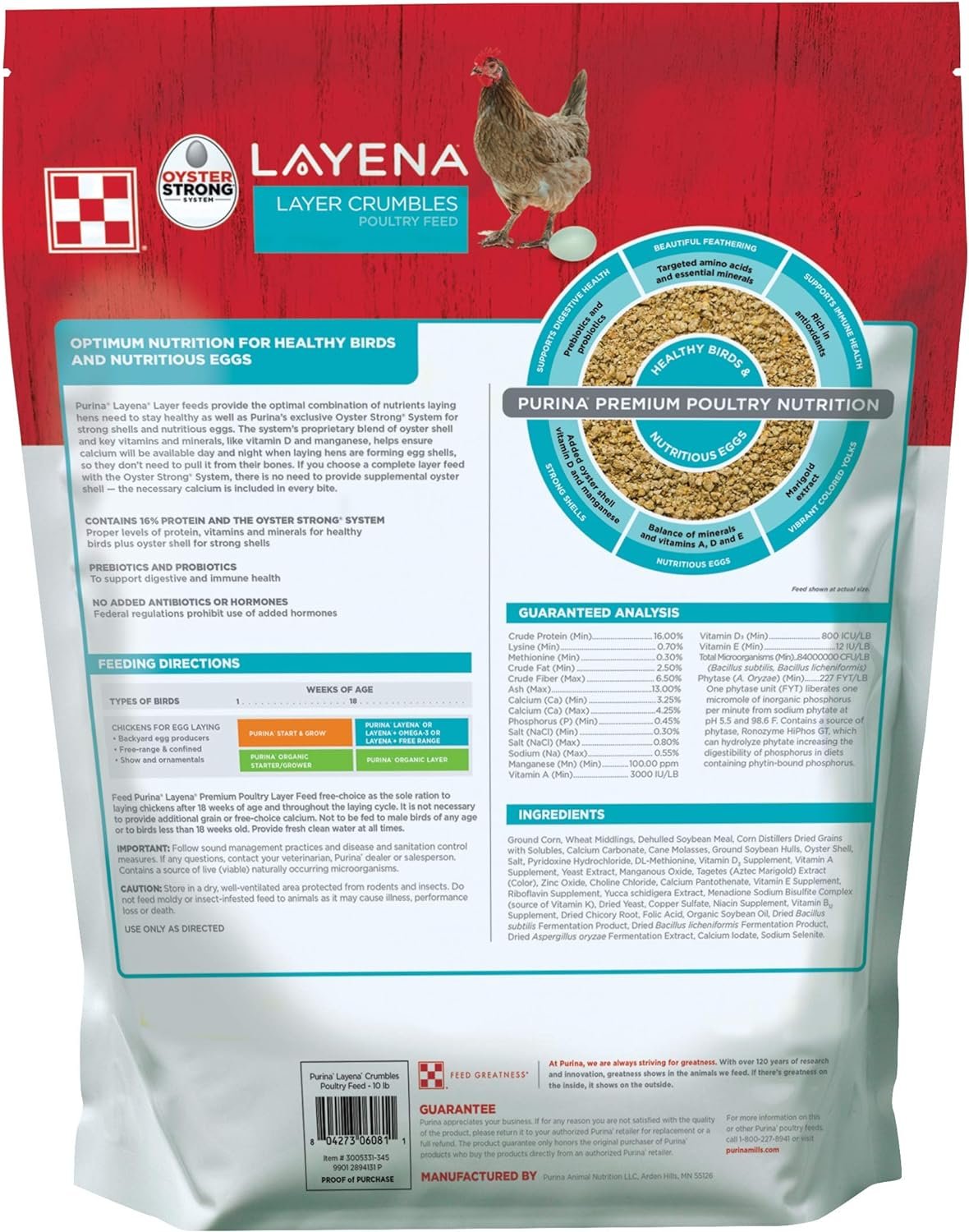 Purina Layena | Nutritionally Complete Layer Hen Feed Crumbles | 10 Pound (10 lb) Bag