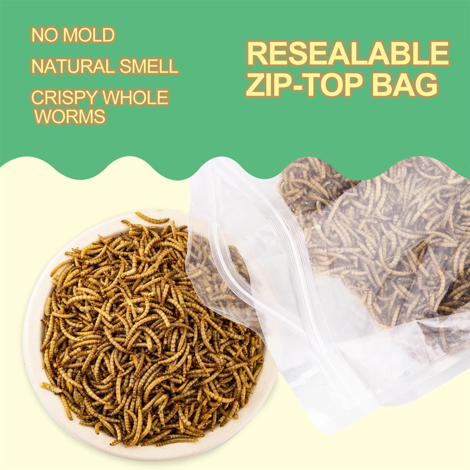 RANZ 10LBS Non-GMO Dried Mealworms for Chickens, High Protein Meal Worms, Whole Large Mealworms for Wild Birds, Ducks, Hedgehogs, Reptiles. Premium Chicken Feed, Perfect Bird Food and Chicken Treats