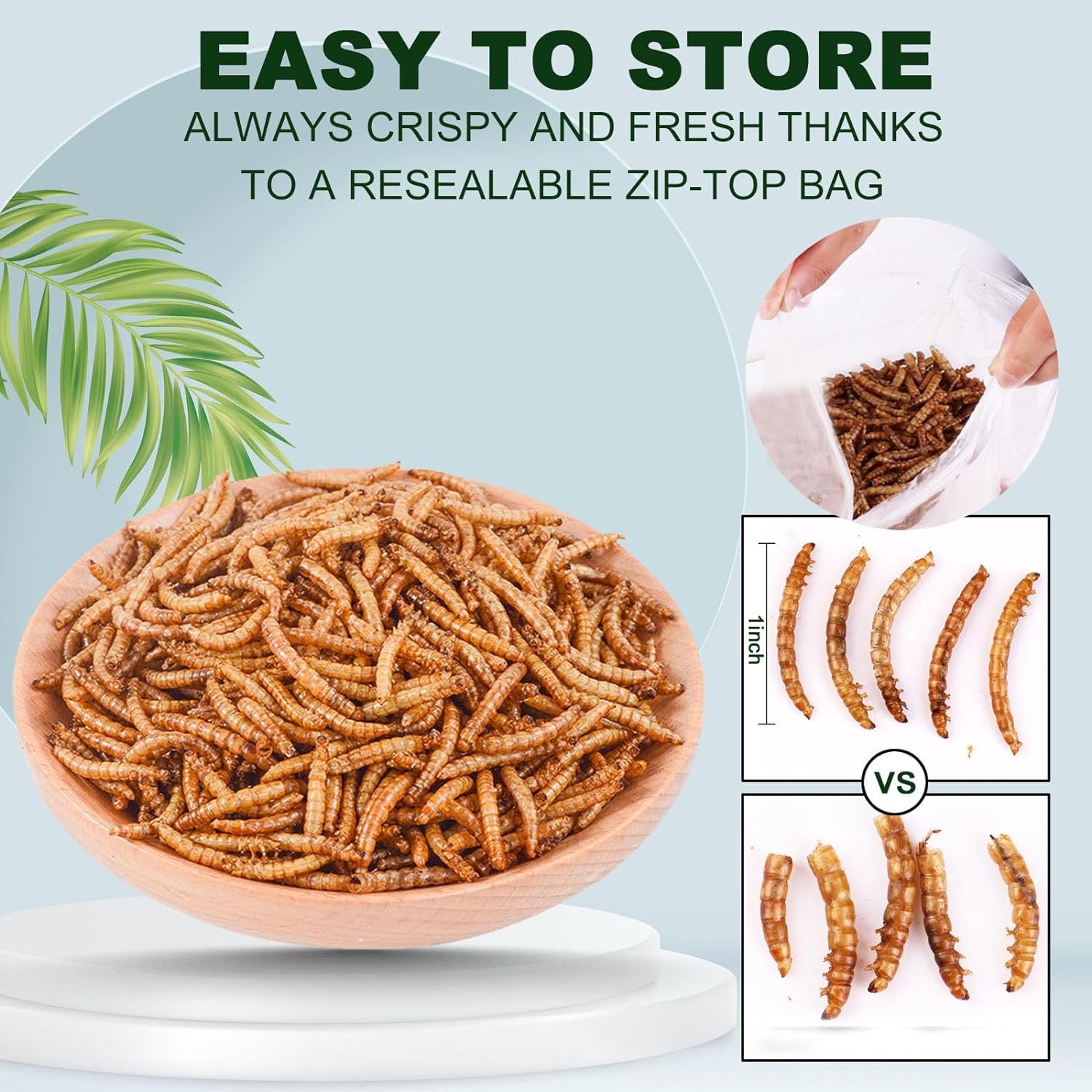SAMOEY 2.2 LBS Non-GMO Dried Mealworms - Nutritious High Protein Meal Worms - Food and Treats for Laying Hens, Ducks, and Wild Birds - Also Ideal for Reptiles, Fish, Hedgehogs, Turtles