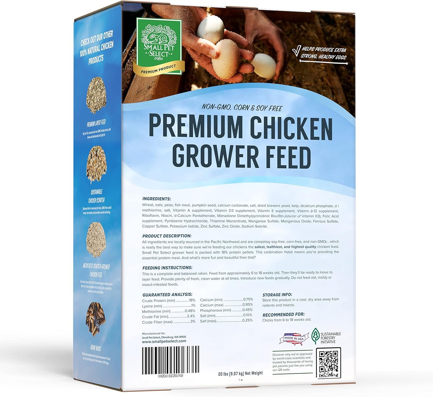 Small Pet Select - Chicken Grower Feed, Non-GMO, Corn  Soy Free, 20lb