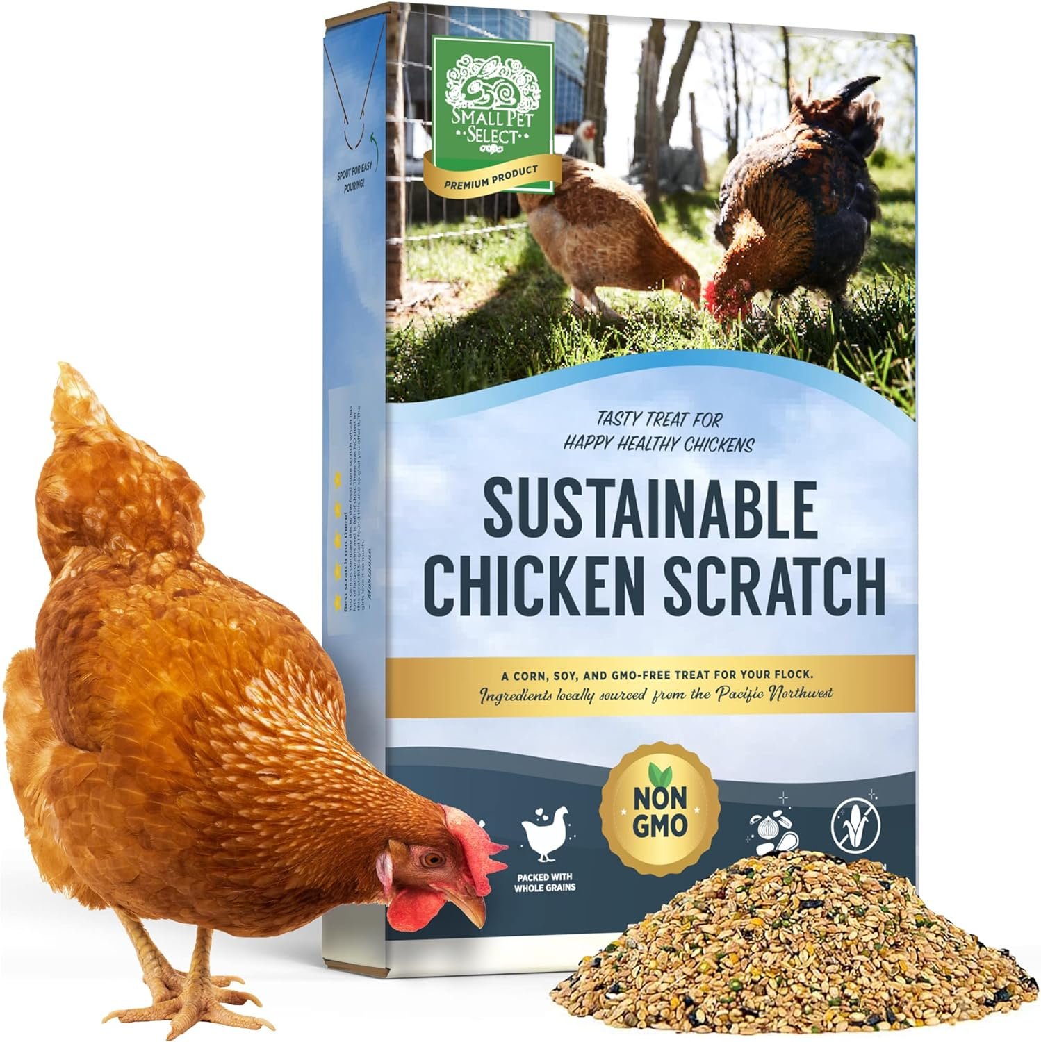 Small Pet Select Sustainable Chicken Scratch, Non-GMO, Corn Free, Soy Free. Locally Sourced  Made in Small Batches. 10 lb