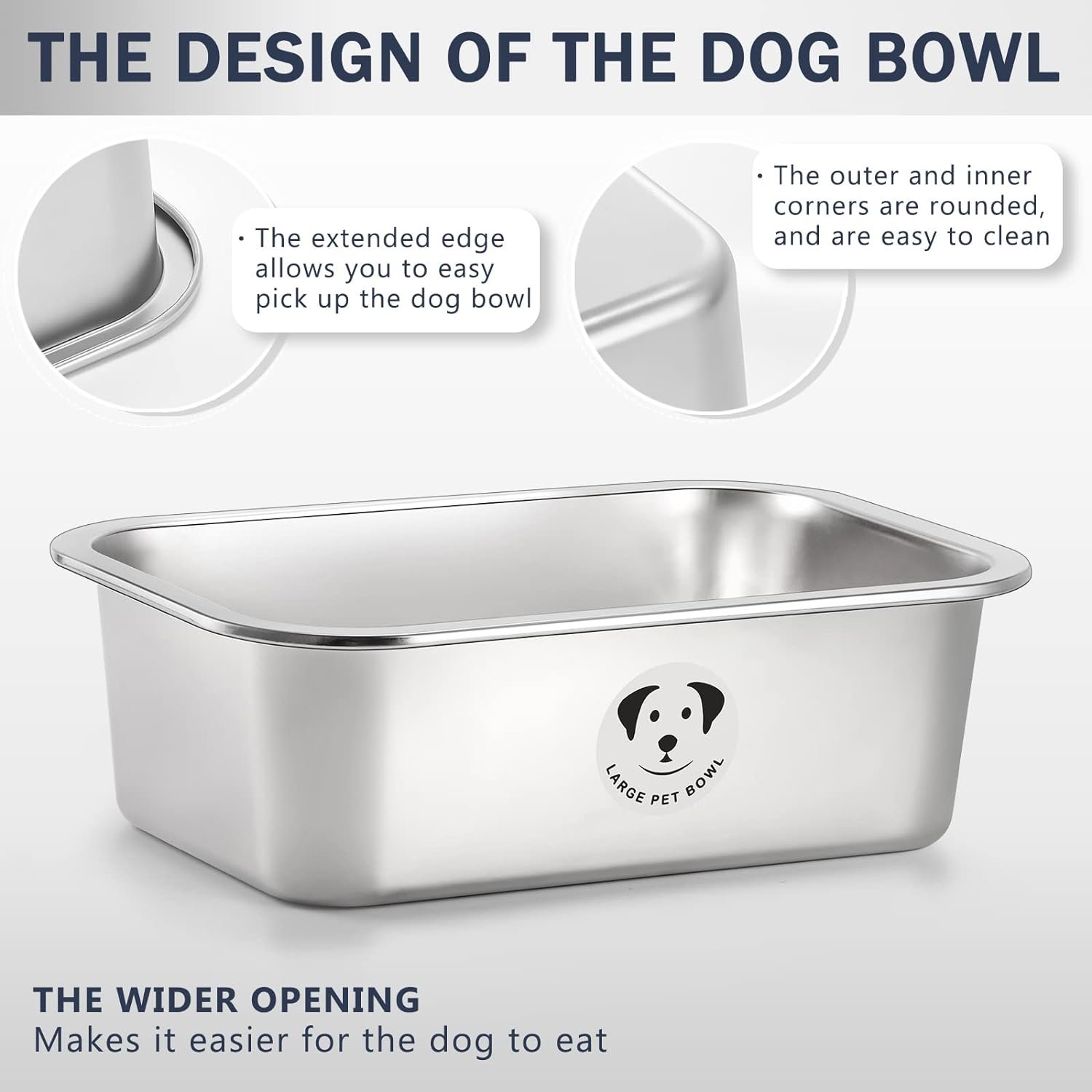 Stainless Steel Dog Bowls for Large Dogs, High Capacity Metal Dog Food Bowls, Ideal Food and Water Bowls for Large, X-Large, and Huge Dog 0.85 Gallons