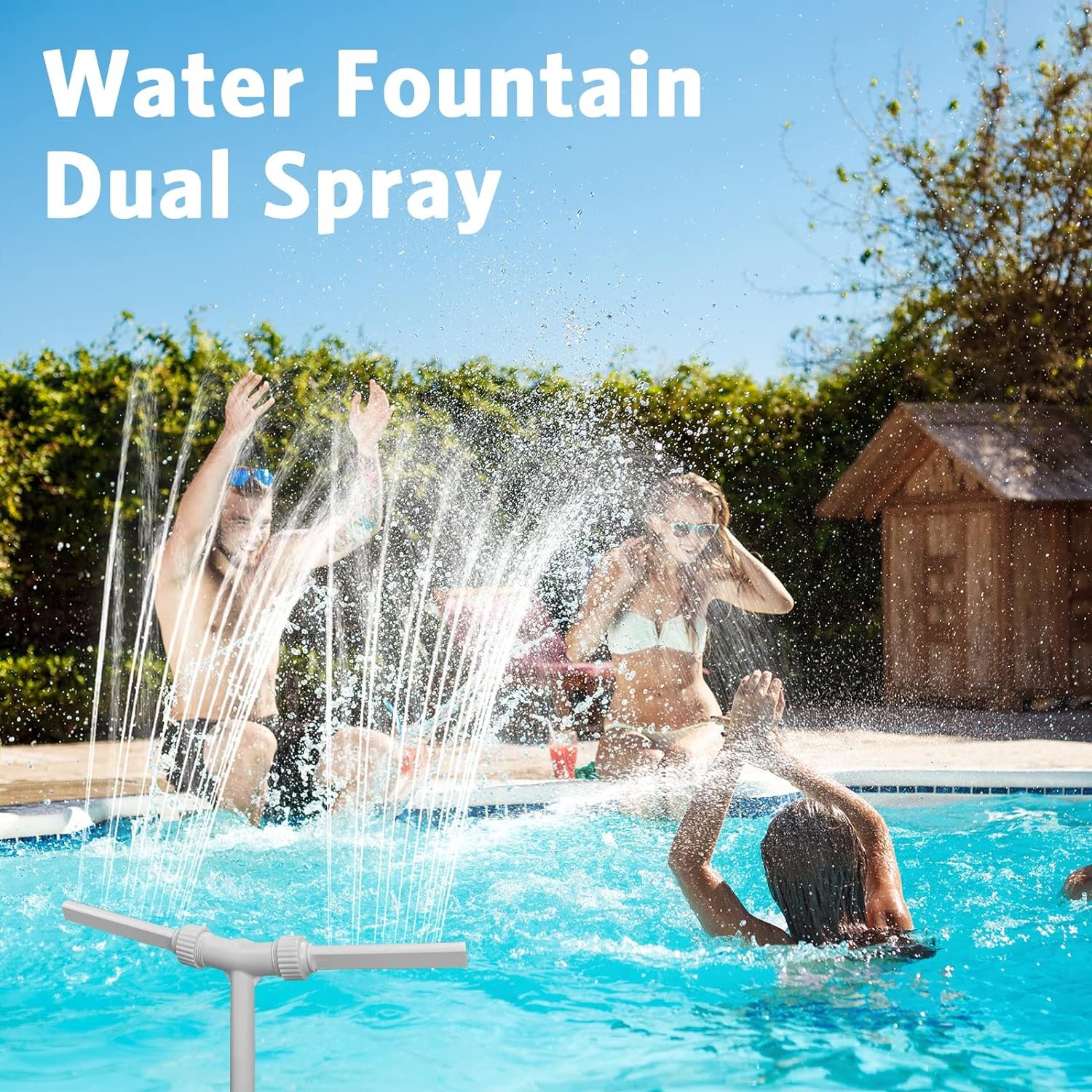 Swimming Pool Waterfall Fountain Spray, Water Fountain Dual Spray, Water Spray Spa Fun Sprinkler, Garden Sprinkle Outdoor Decor for for Yard Garden Indoor Outdoor Pools