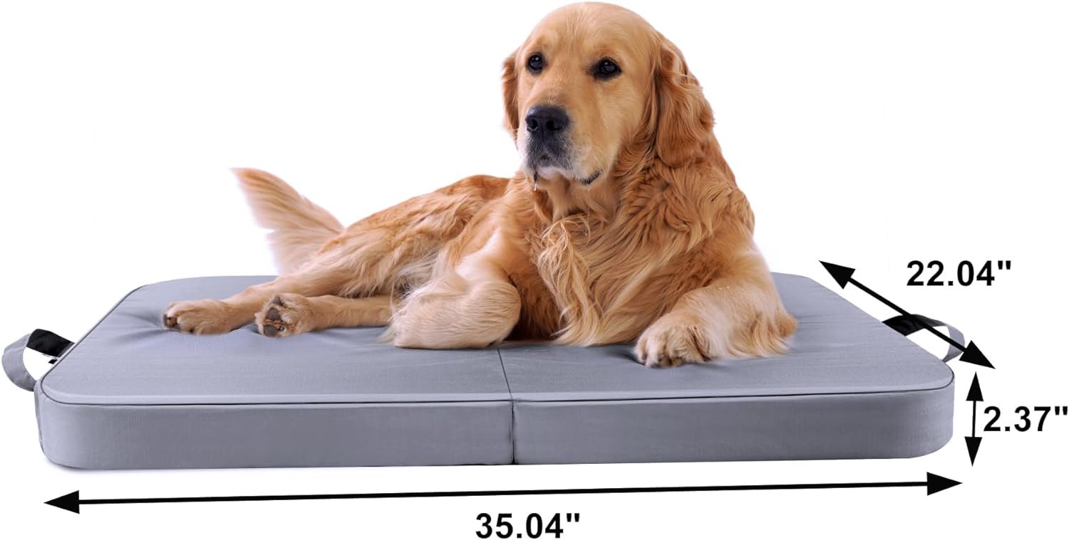 ViRockSign Dog Beds for Large Dogs, 35 Memory Foam Dog Bed Dog Mattress with Waterproof and Removable Washable Cover,Orthopedic Foldable Dog Bed for Medium Small Dogs