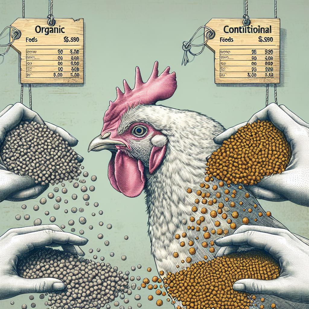 what are the cost implications when choosing between organic and conventional chicken feeds