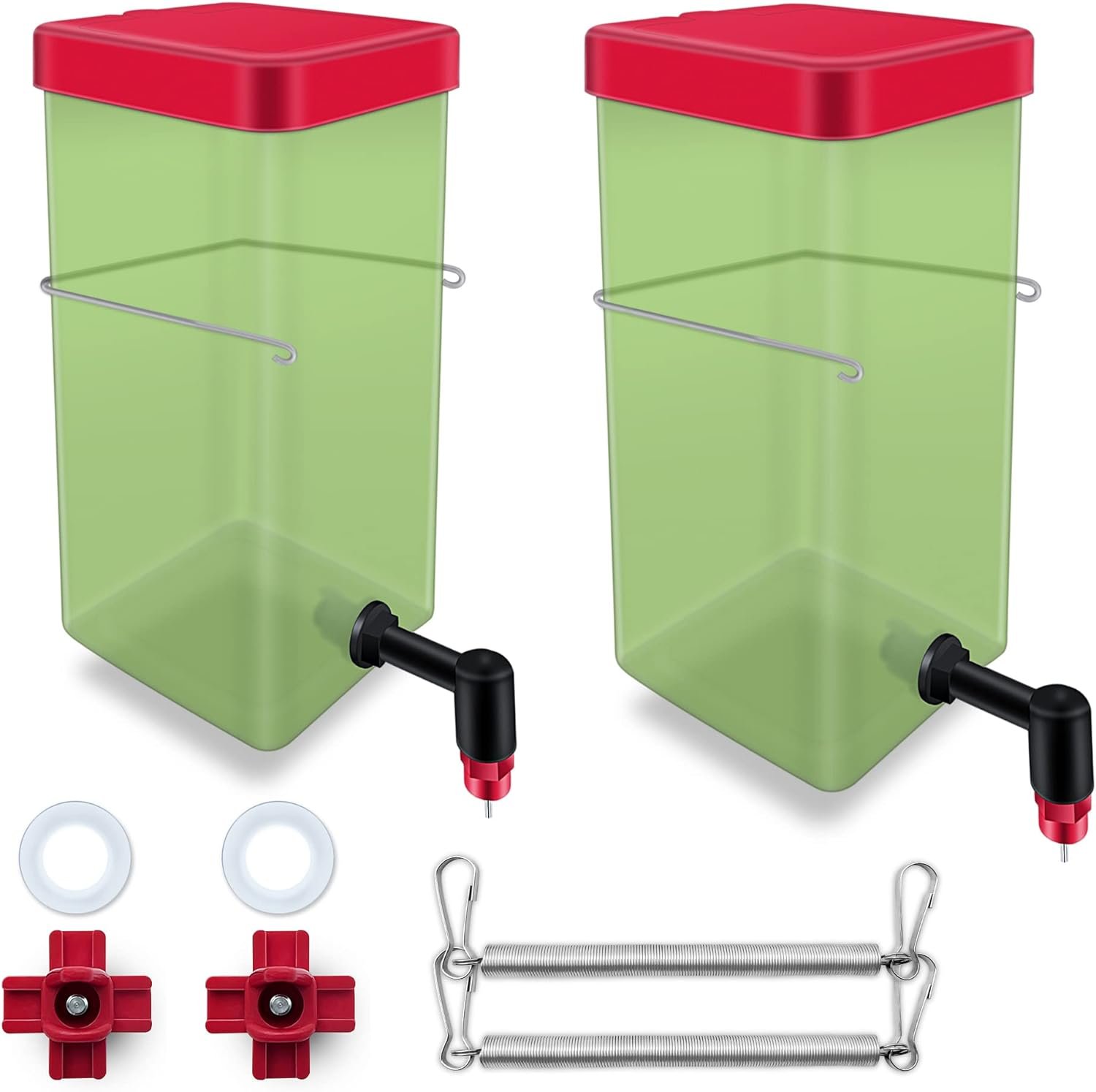 ZenxyHoC Chick Waterer 1L 2 Pack with 2 Chicken Nipple Drinker Red