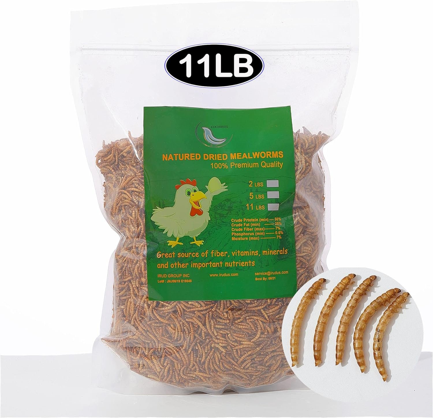 11 lbs Non-GMO Dried Mealworms for Wild Bird Chicken Fish,High-Protein,Large Meal Worms.