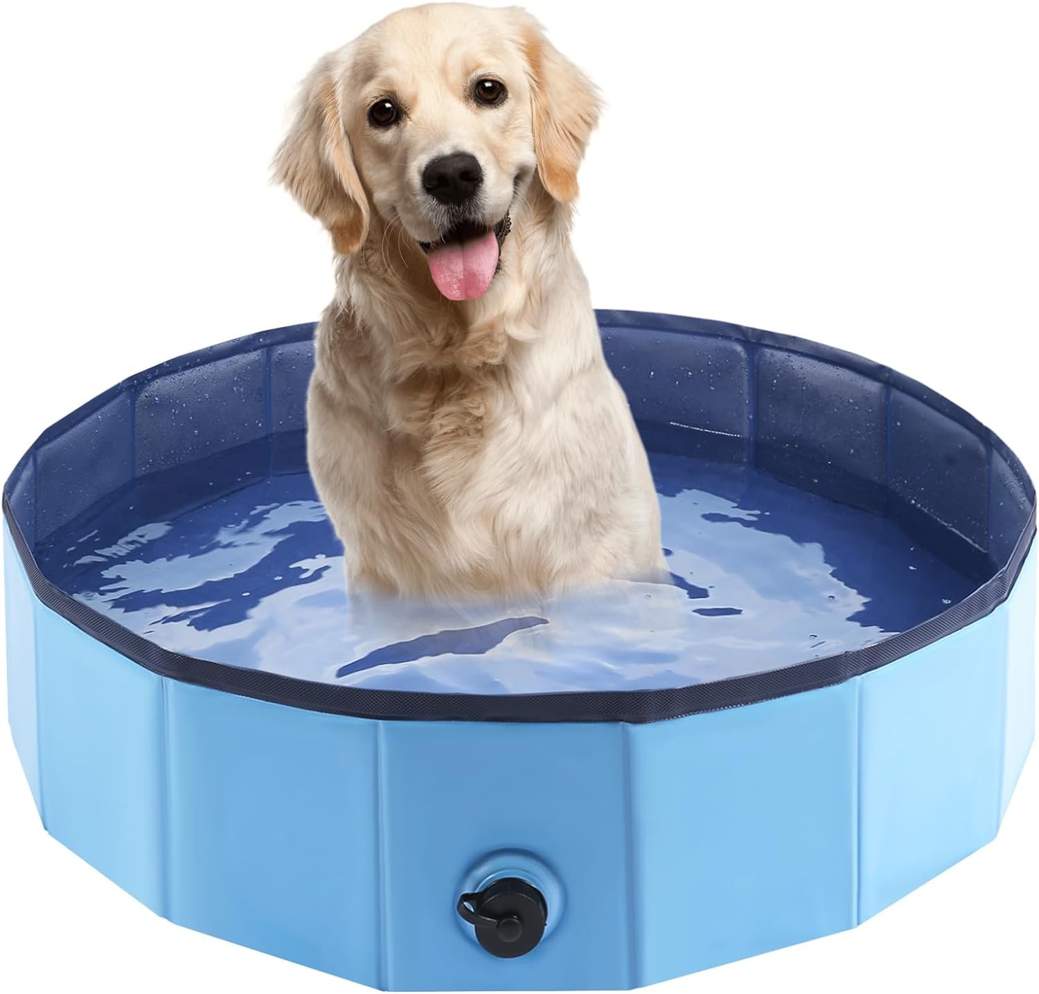 Eooqi Foldable Dog Bath Swimming Pool Plastic Kiddie Pool Professional Tub Collapsible Grooming Bathtub for Pets Kids Baby and Toddler, 32 x 8 Inches Blue