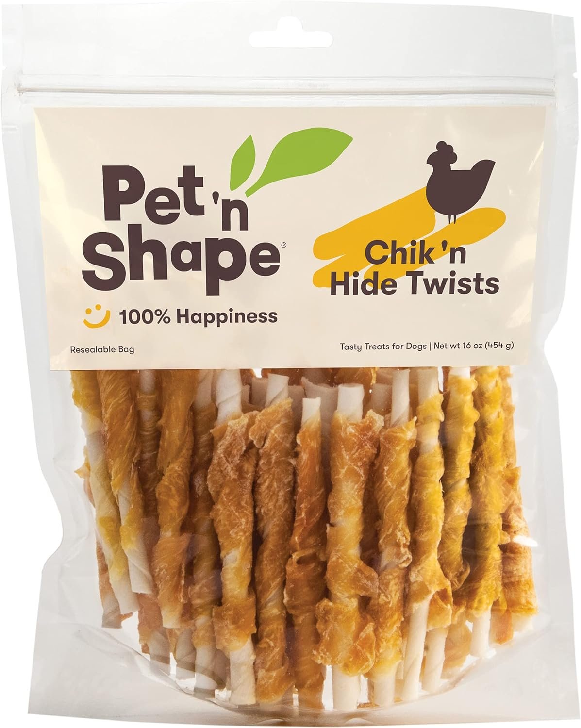 Pet n Shape Chik n Hide Twists – Chicken Wrapped Rawhide Natural Dog Treats, Small, 16 oz