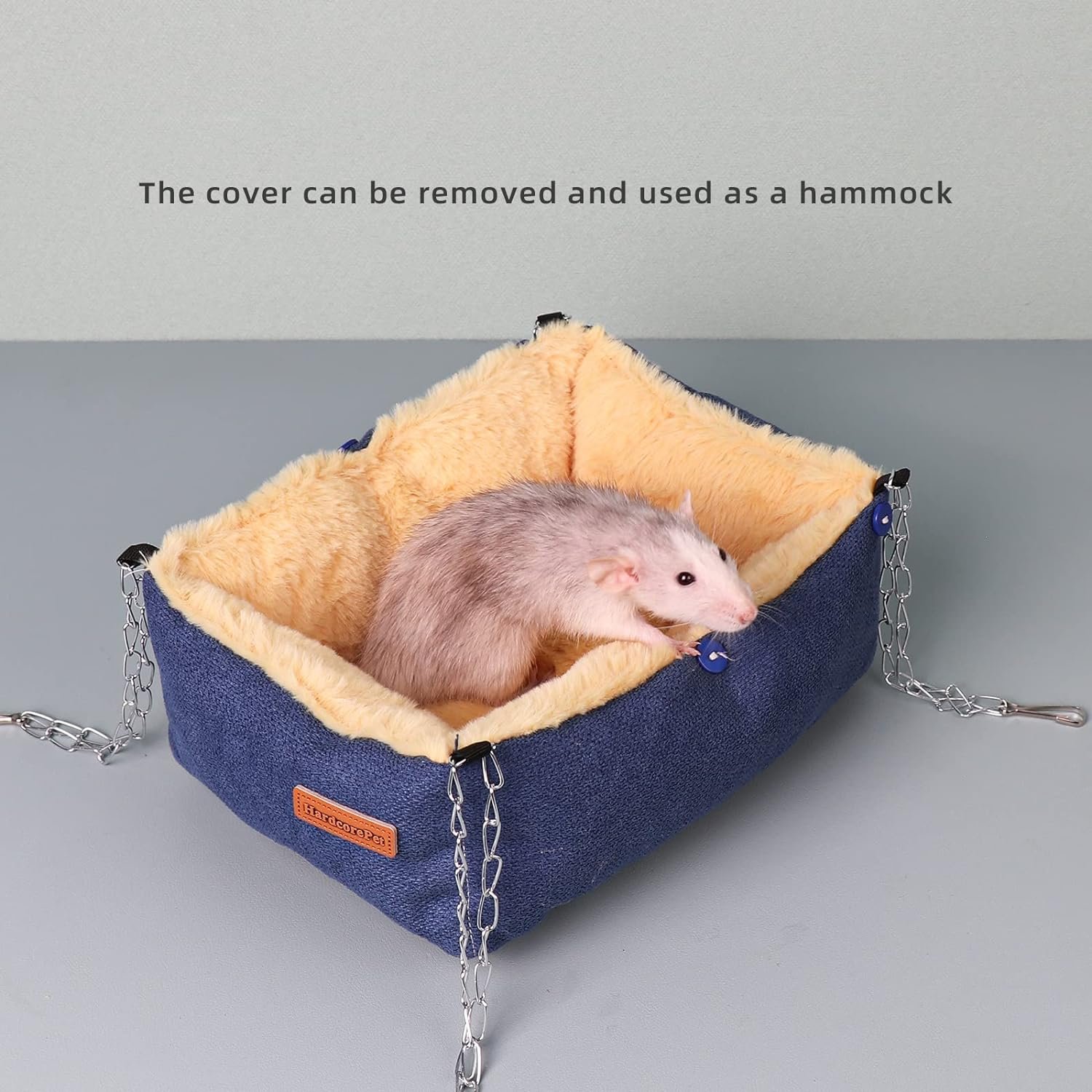 Rat Hammock for Cage, Guinea Pig Hideout Small Animal Hammock House Rat Hut, Sugar Gliders Beds Cage Accessories for Chinchilla,Hamster,Rat,Bunny,Squirrel,Gerbil (Blue)
