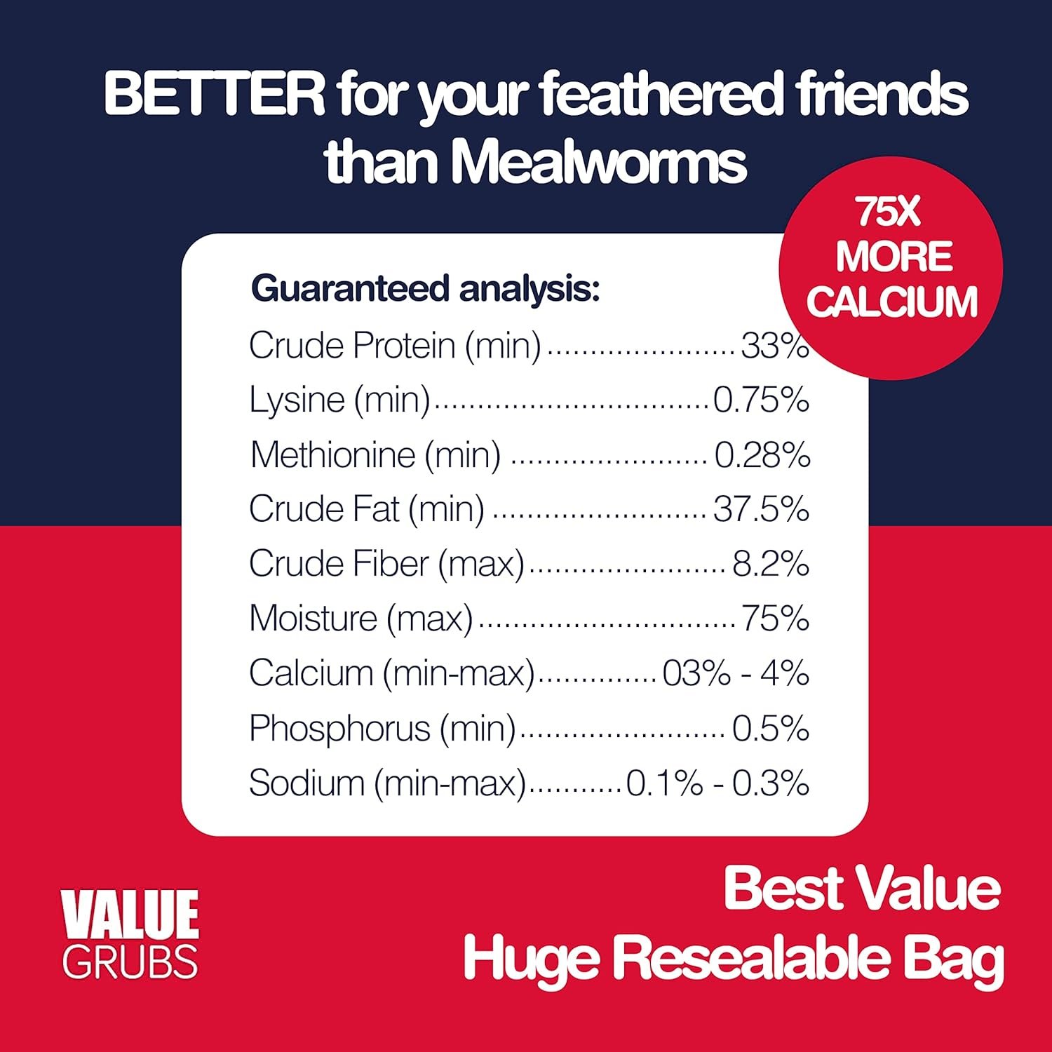 Value Grubs 4 lbs - Better Than Dried Mealworms for Chickens - Non-GMO - 75X More Calcium Than Meal Worms - Poultry Feed Molting Supplement - Black Solider Fly Larvae Treats for Hens Ducks Wild Birds